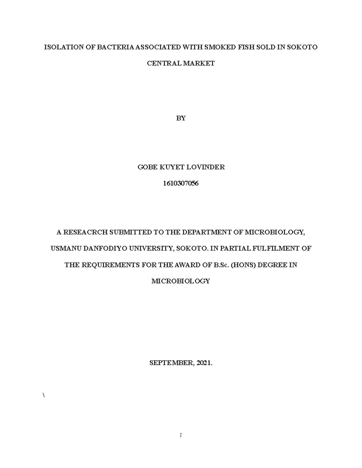 Isolation and Identification of microorganisms associated with the ...