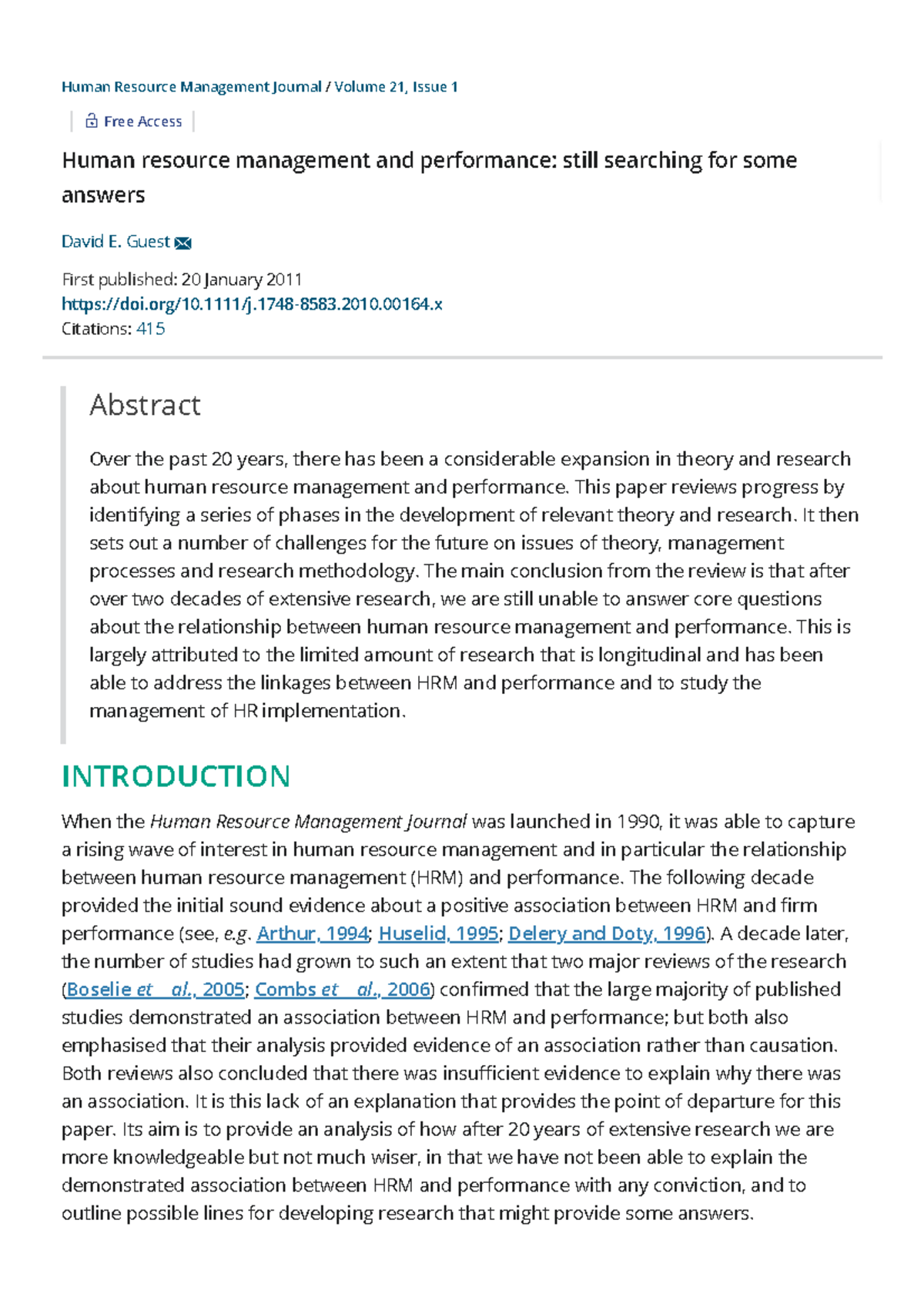 article review related to human resource management