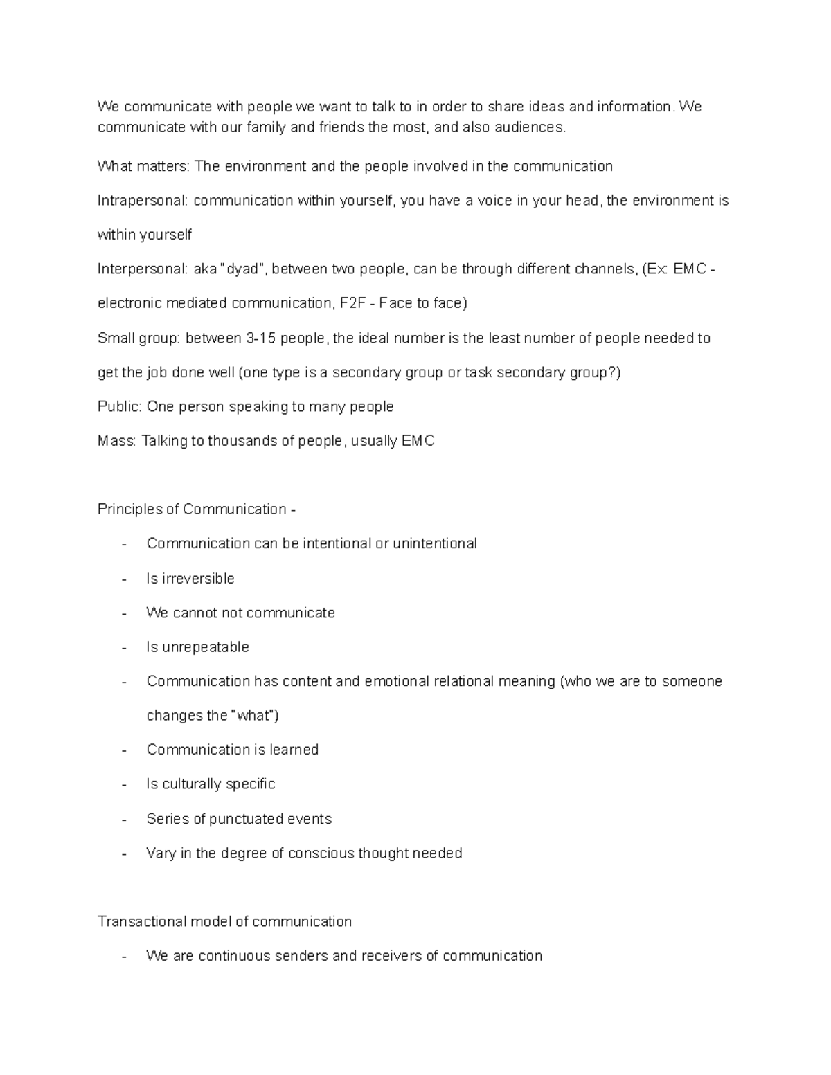 Speech Comm Notes - We communicate with people we want to talk to in ...