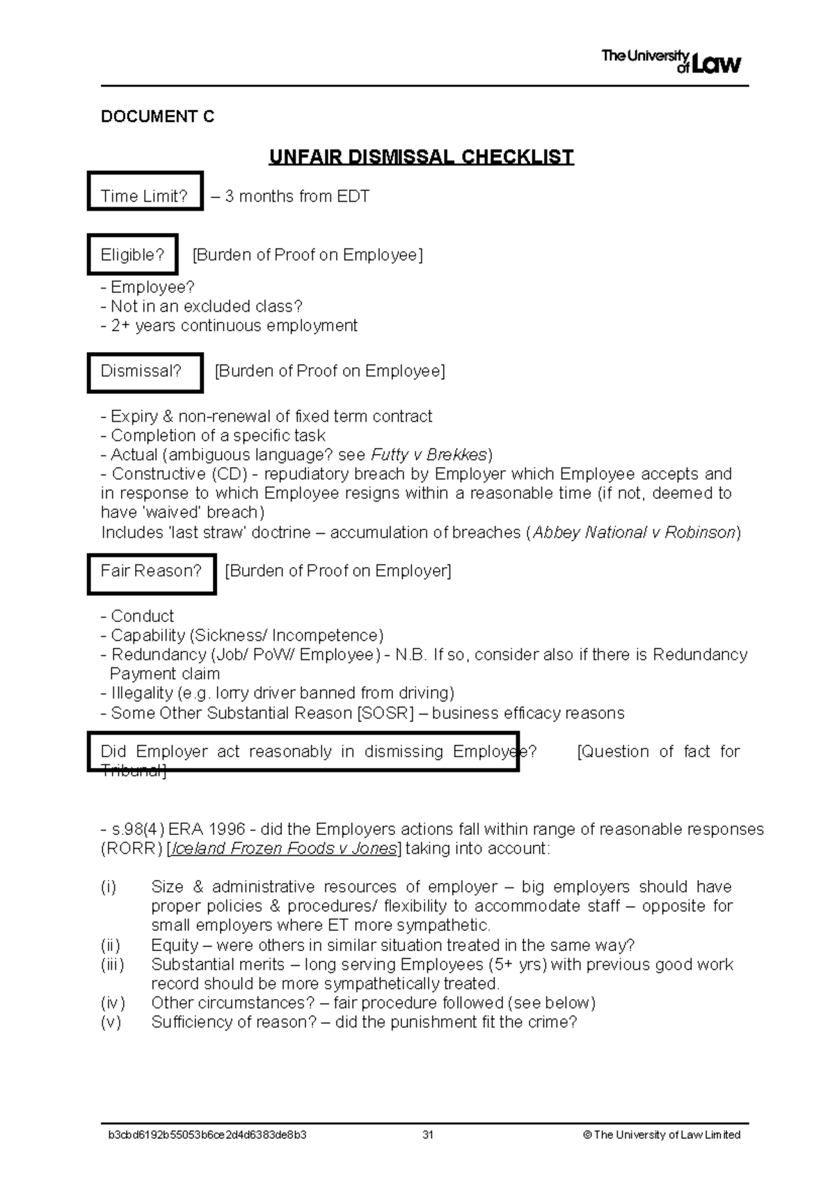 2223 emp u03 ce01 prep task document c - DOCUMENT C UNFAIR DISMISSAL ...