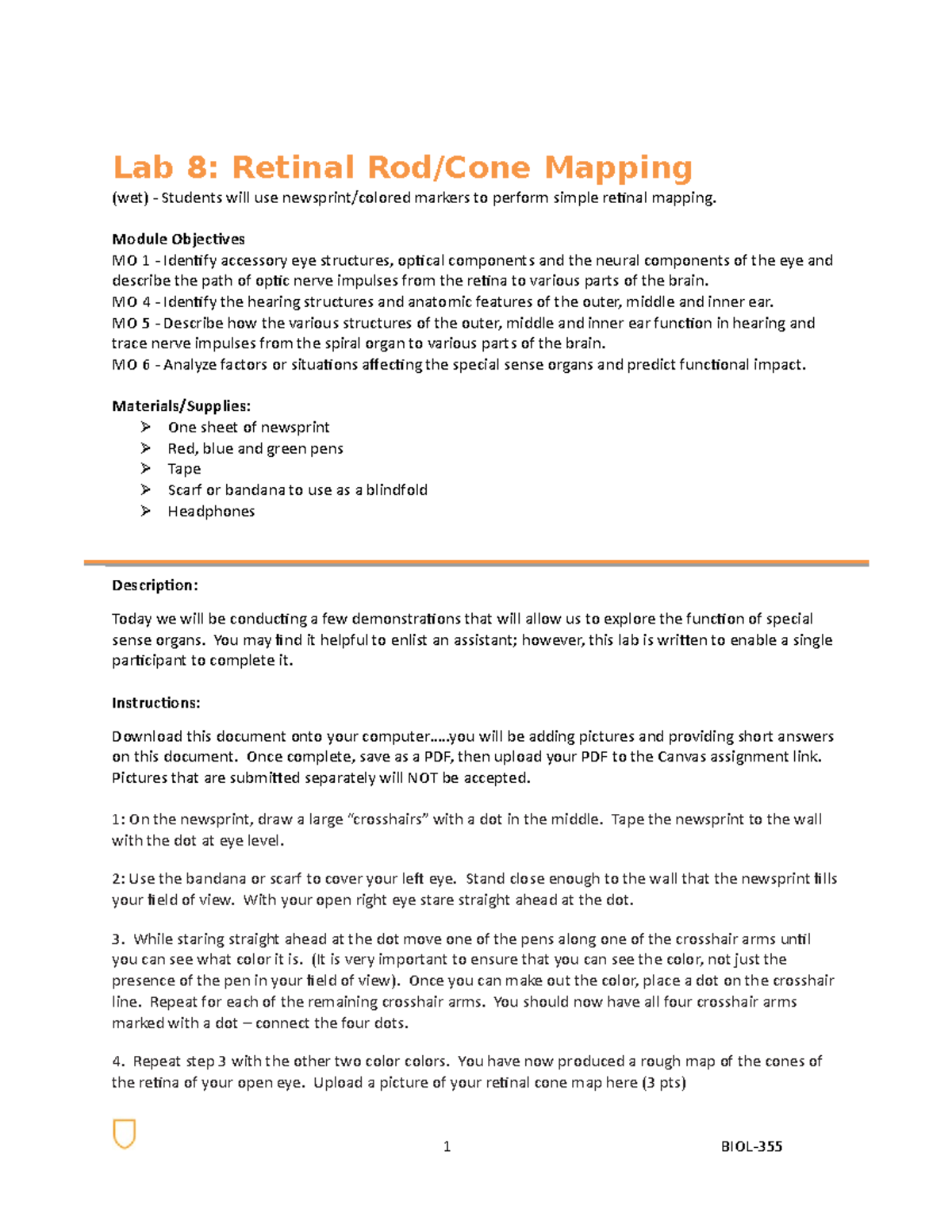 Bio Wet Lab Bio WetLab Lab 8 Retinal Rod/Cone Mapping (wet