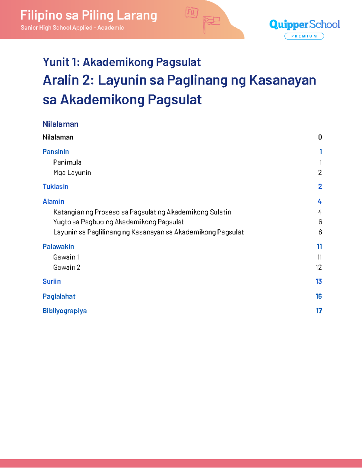 SG FPL 11 12 Q1 0102 Layunin sa Paglinang ng Kasanayan sa Akademikong ...