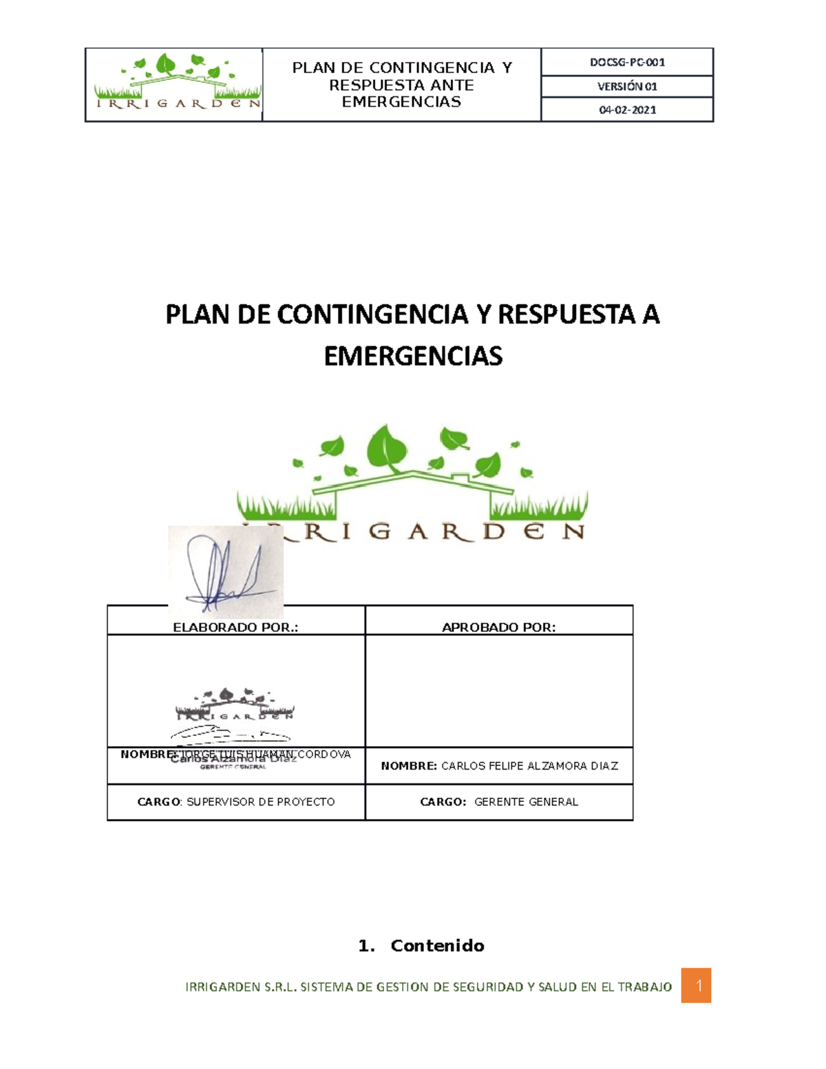 PLAN DE Contingencia Y Respuesta ANTE Emergencias Benavides 1130 - PLAN ...