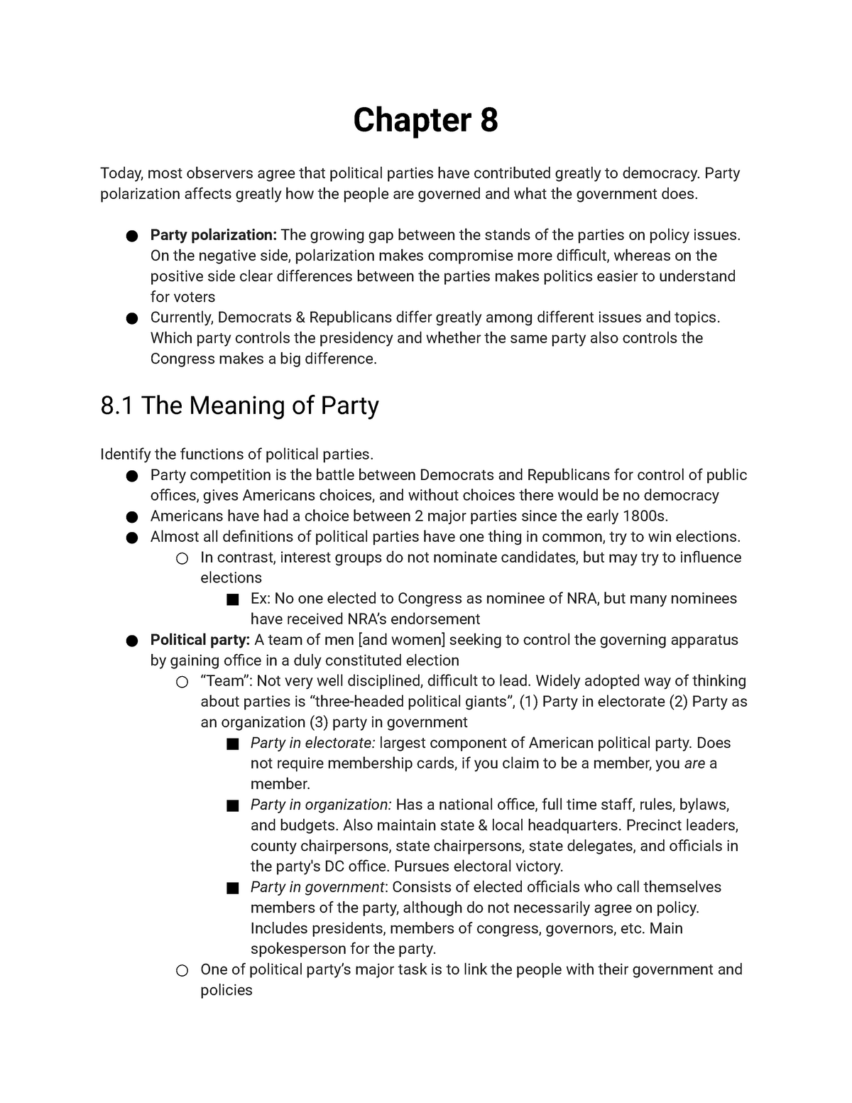 Chapter 8 Political Parties (unfinished) - Chapter 8 Today, most ...