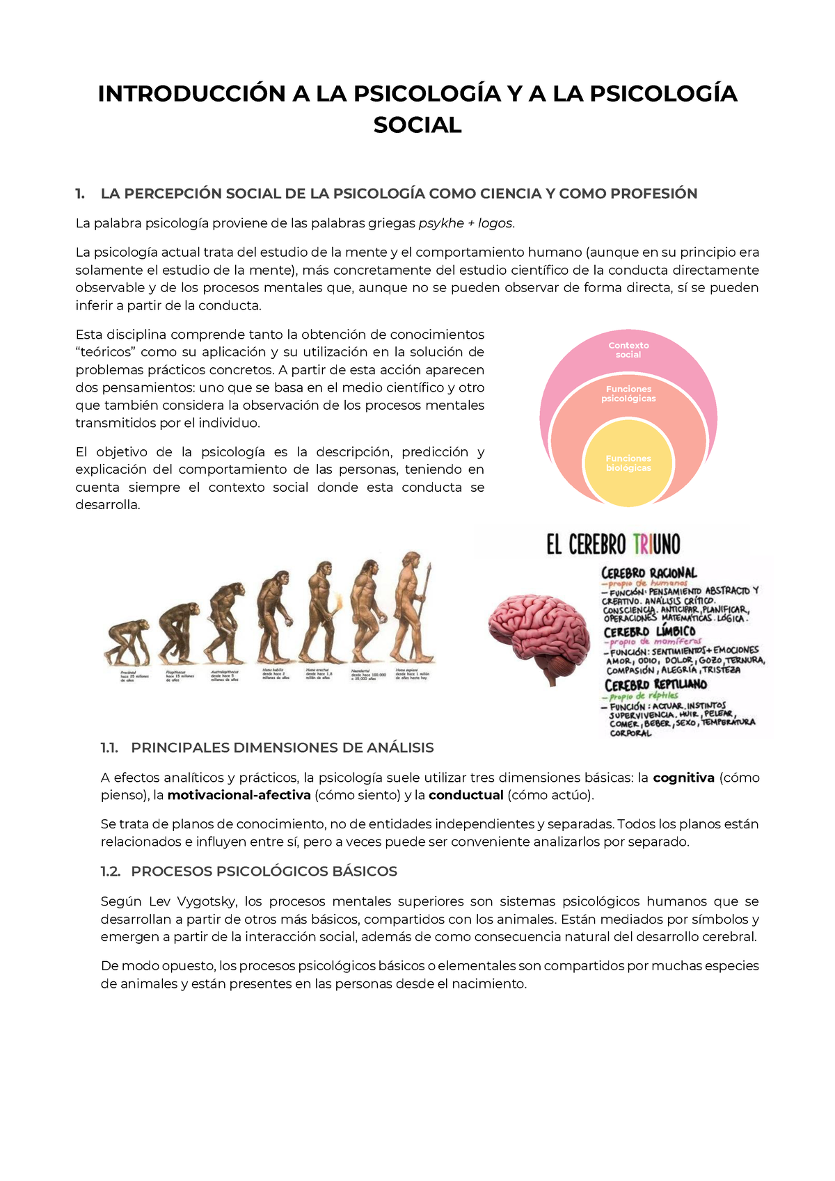 TEMA 1. Introducción A LA Psicología Y A LA Psicología Social ...