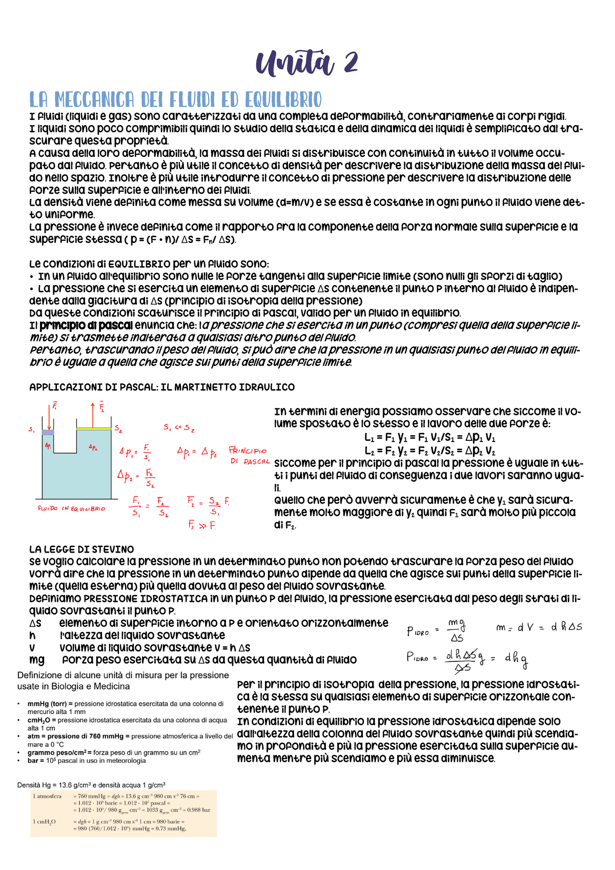 Unità 2 - Statica E Dinamica Dei Fluidi - Unità 2 La Meccanica Dei ...