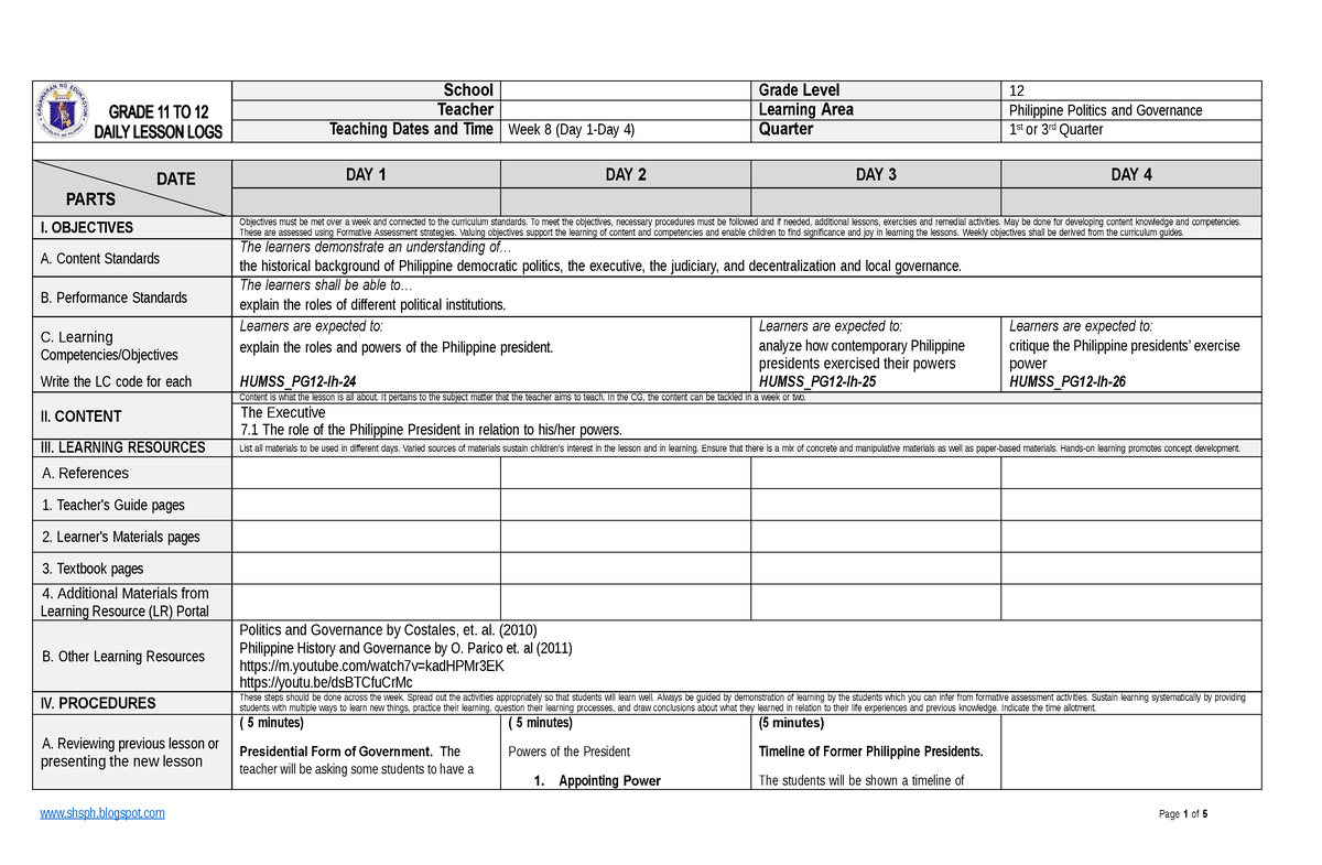 PPG Week h - The Executive - School Grade Level 12 Teacher Learning ...