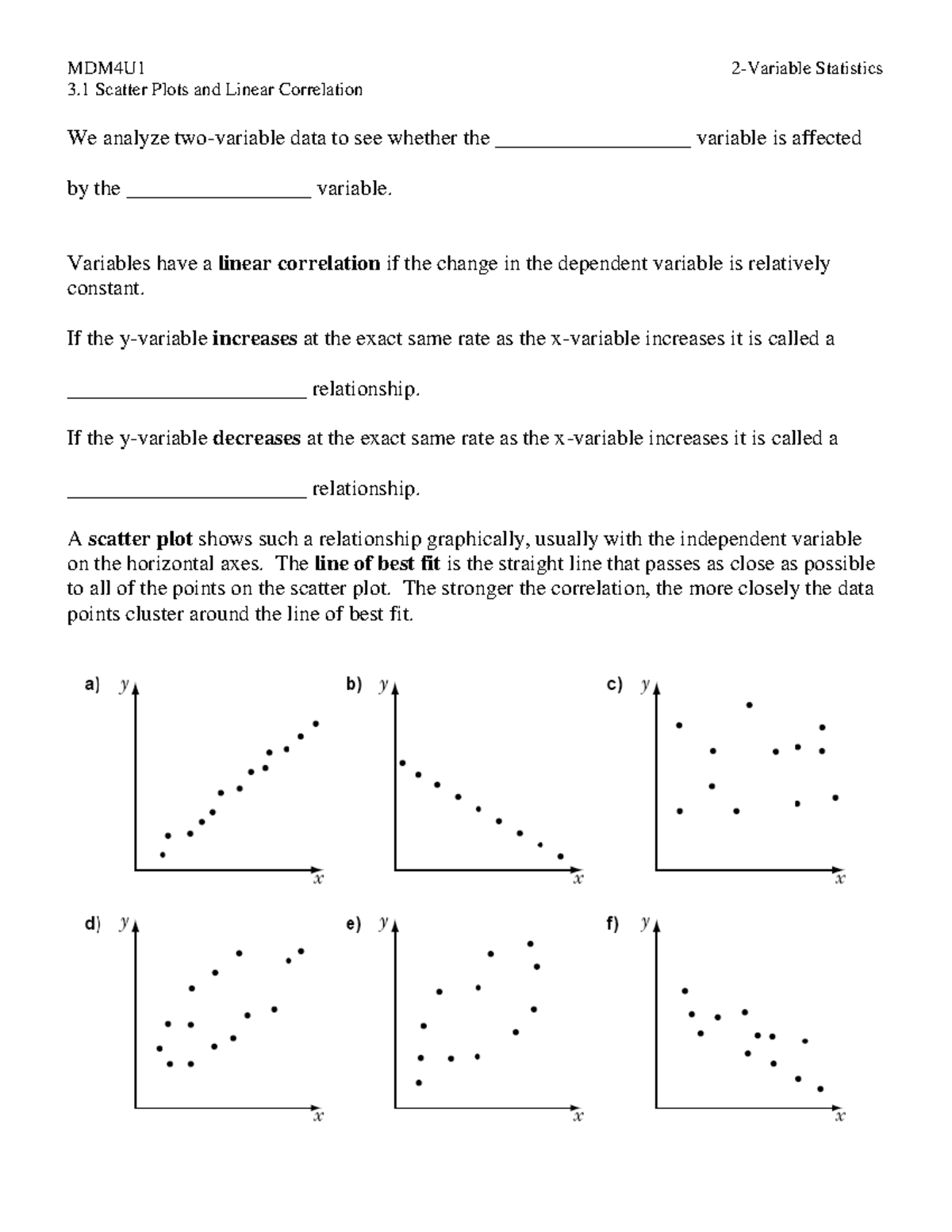 3.1 Scatter Plots and Linear Correlation - 3 .1 Scatter Plots and ...