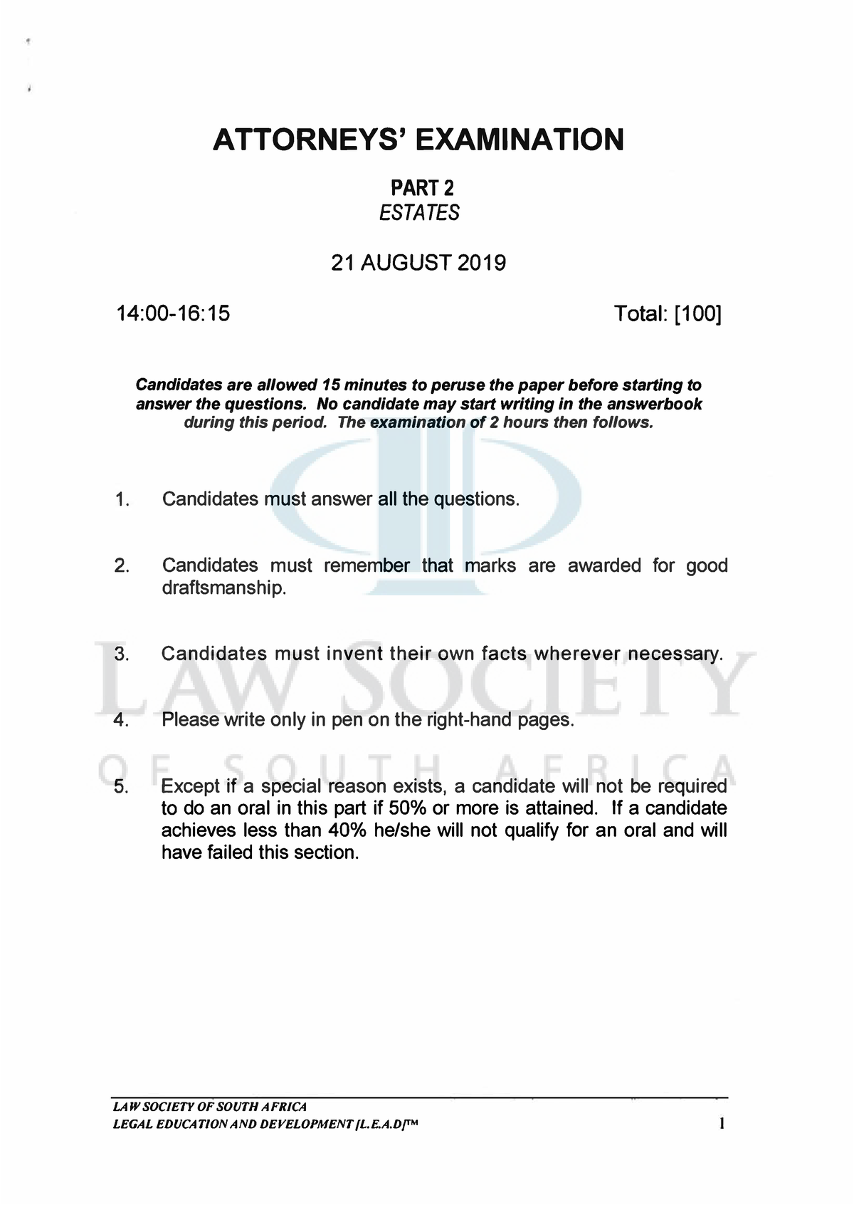 2019 21- August PART-2 - BOARD EXAMS - ATTORNEYS' EXAMINATION PART ...