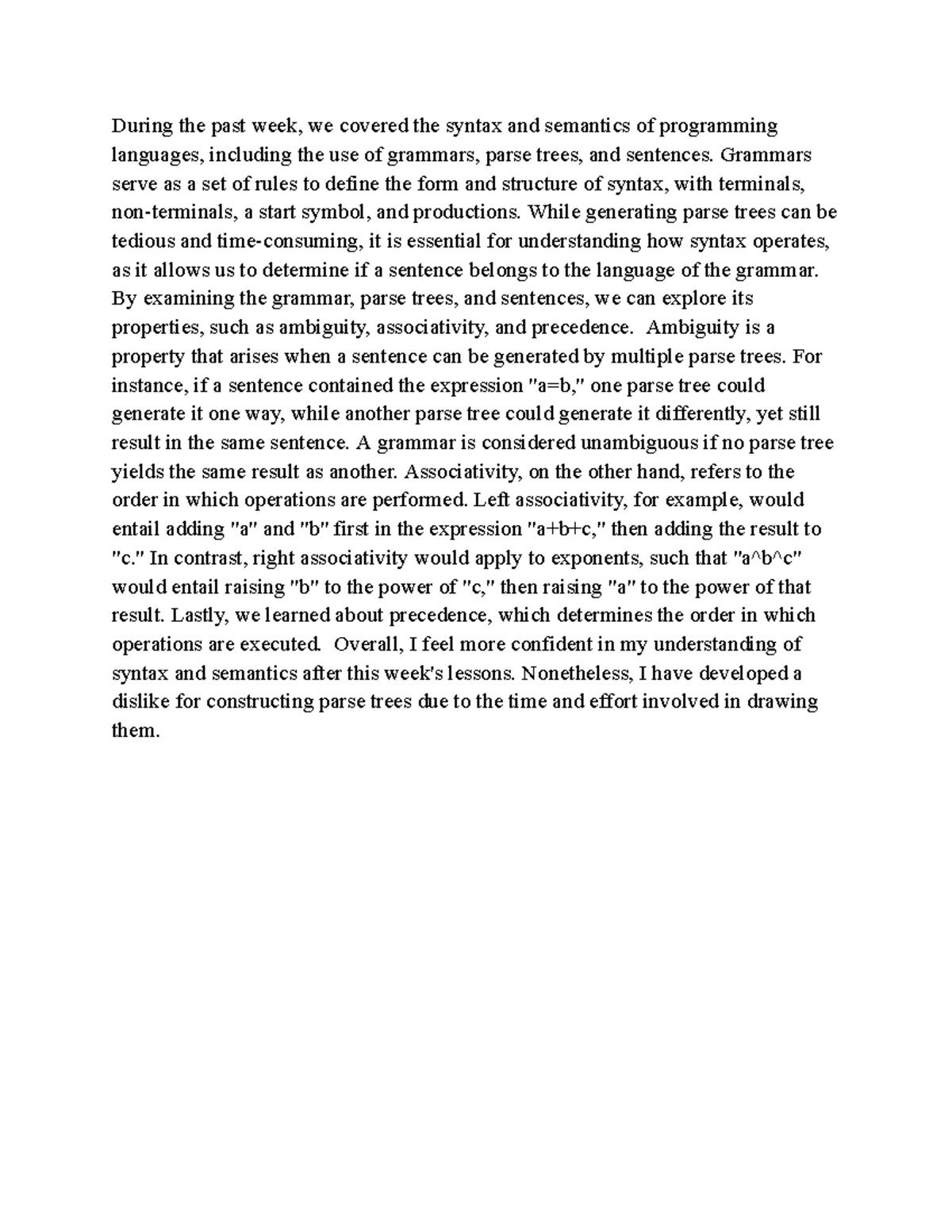 Journal Entry Reflection 2 - During the past week, we covered the ...