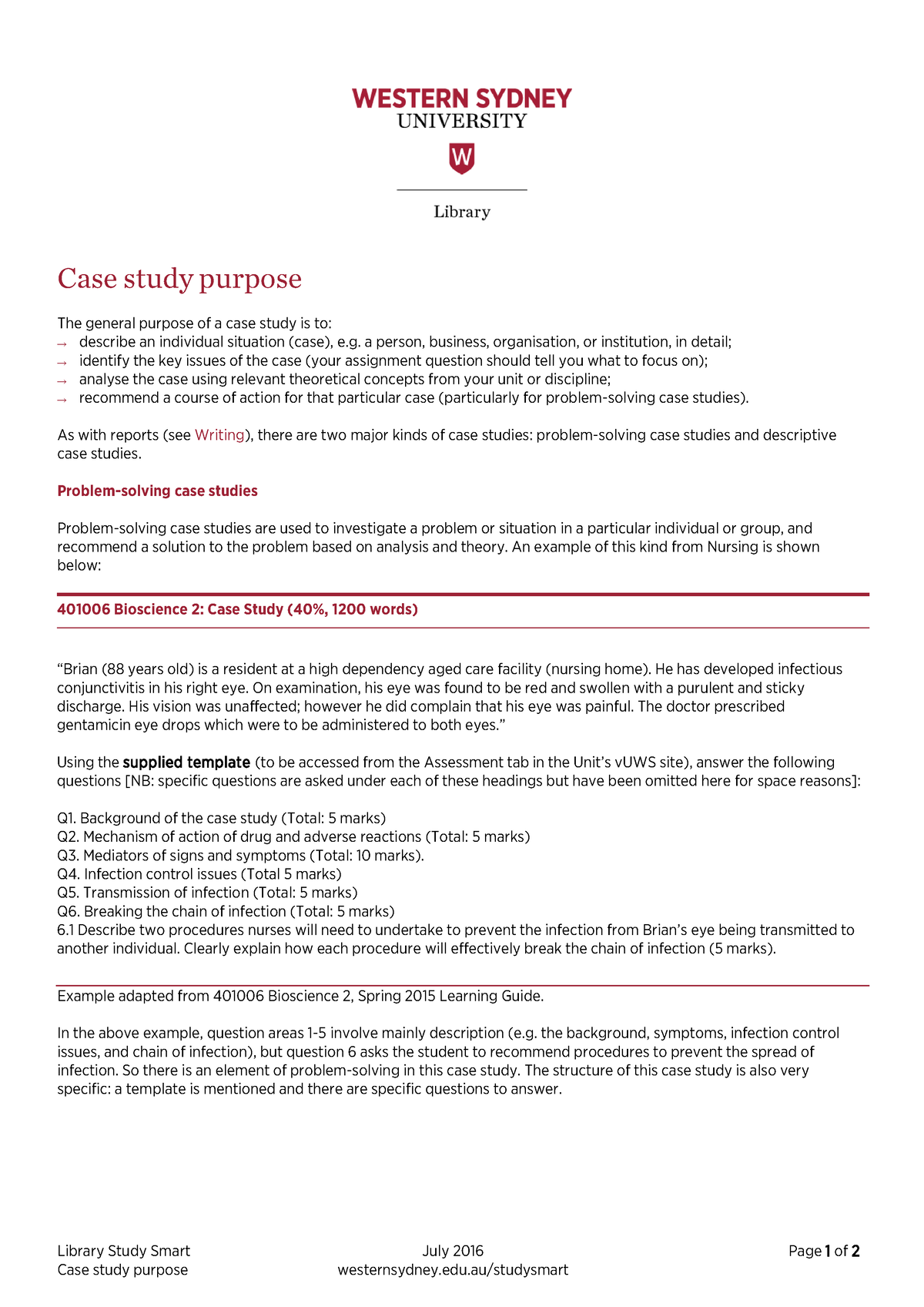 Case Study Purpose For Excercise Case Study Purpose The General 