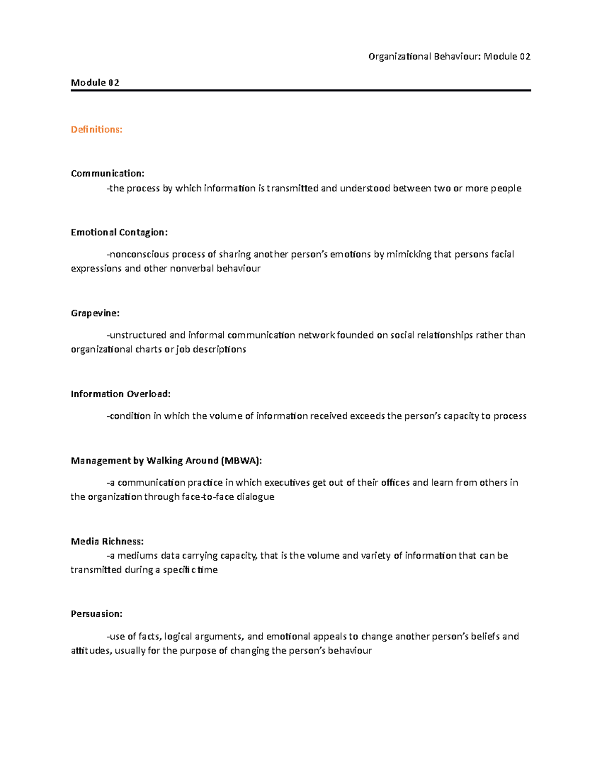 Module 02 - Lecture notes 2 - Organizational Behaviour: Module 02 ...