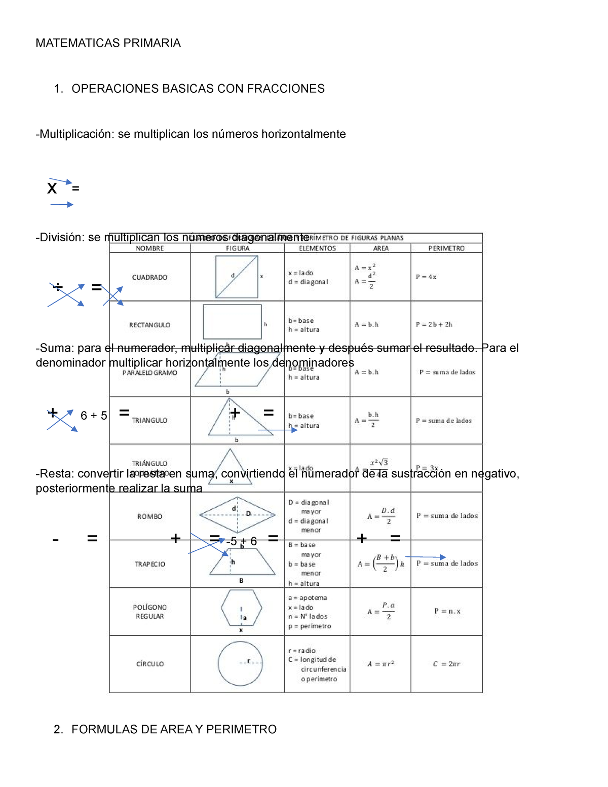 Guia - Estudio Primaria Excoba - MATEMATICAS PRIMARIA 1. OPERACIONES ...