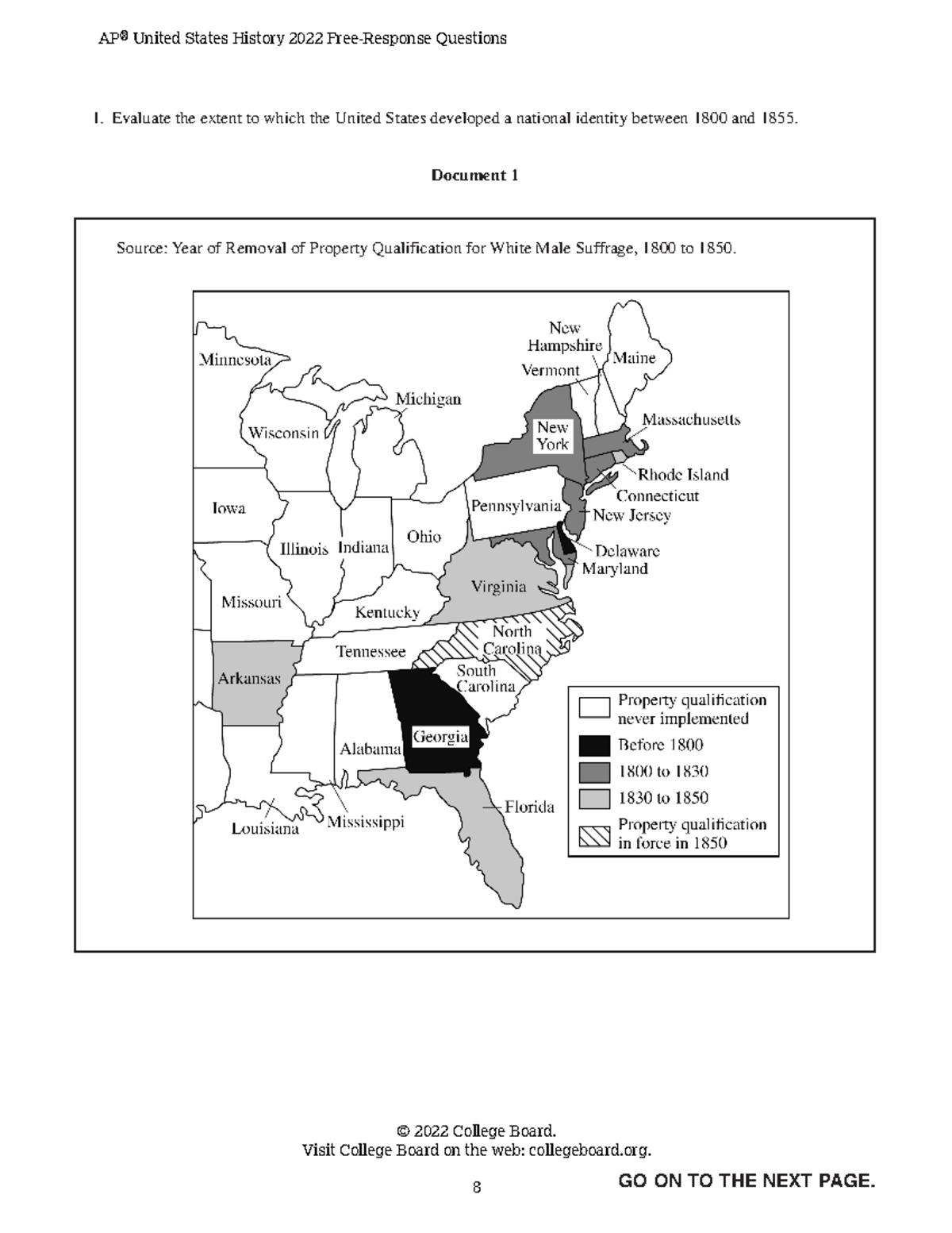 AP United States History 2022 Free-Response Questions - Evaluate the ...