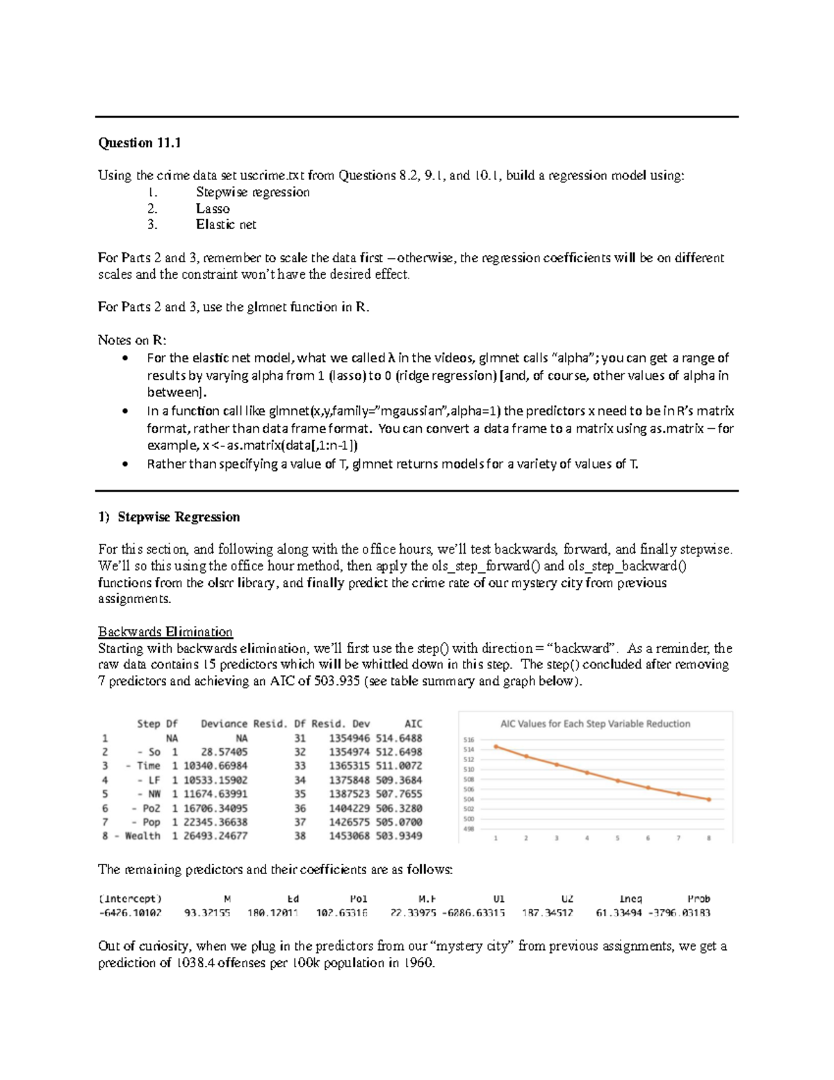 Good solution - Question 11. Using the crime data set uscrime from ...