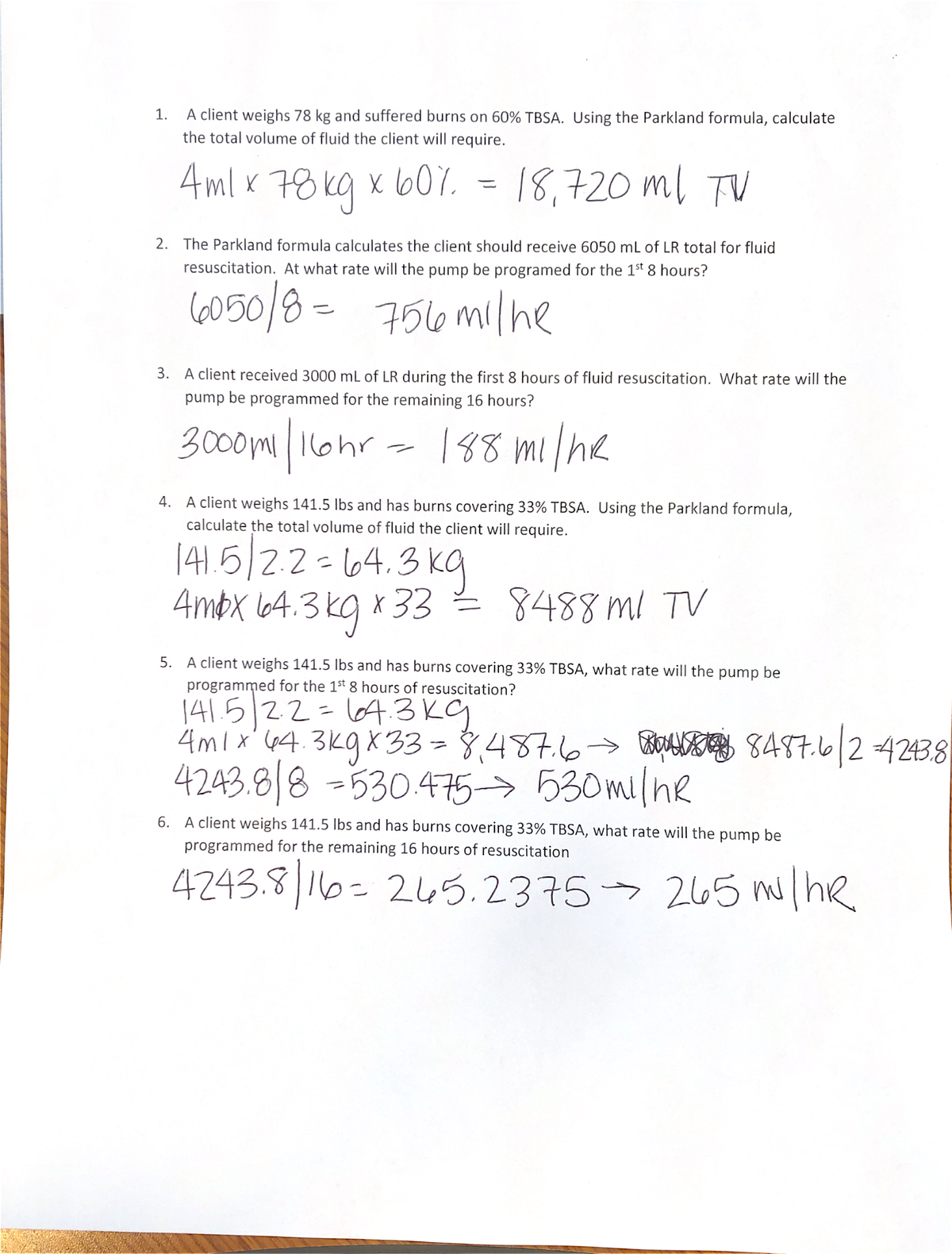 Burns Math Answers 1 - Practice problems on how to calculate burn areas ...