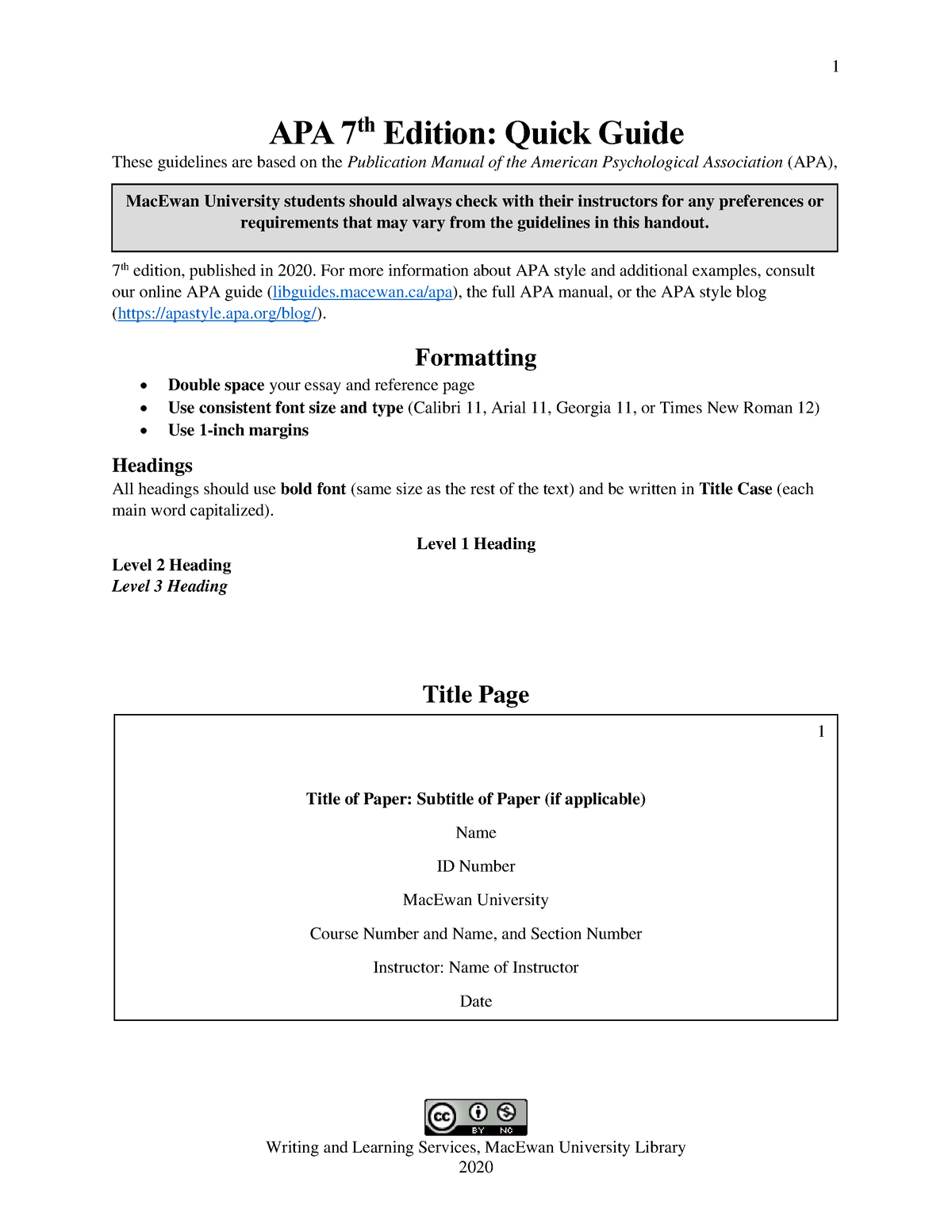 APA Guide - Writing and Learning Services, MacEwan University Library ...
