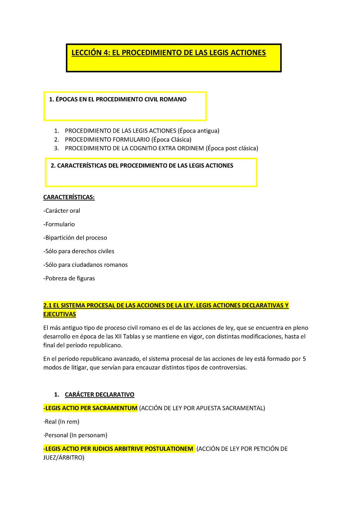 Lección 4 EL Procedimiento DE LAS Legis Actiones - PROCEDIMIENTO DE LAS ...