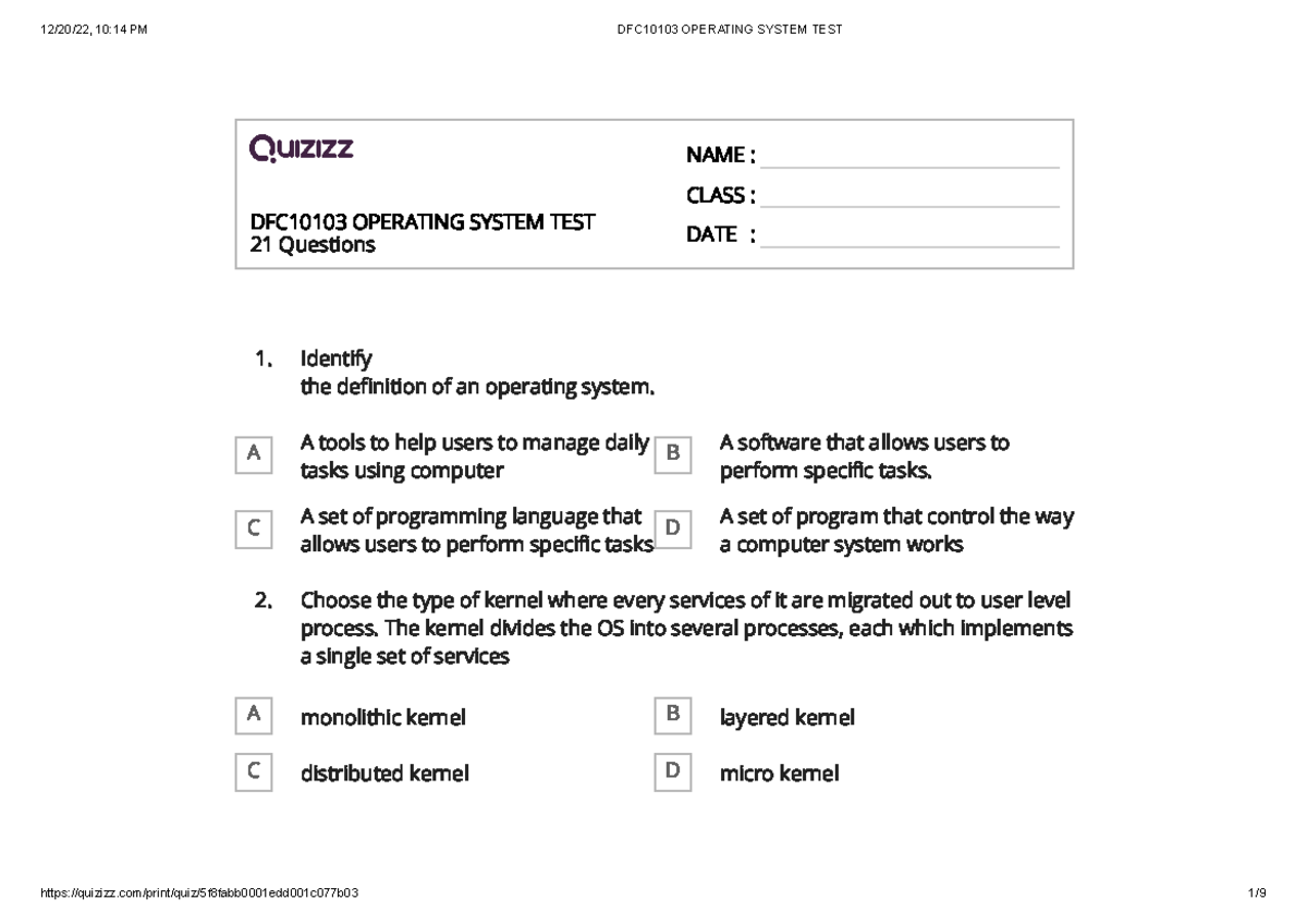 DFC10103 Operating System TEST DFC10103 OPERATING SYSTEM TEST 21