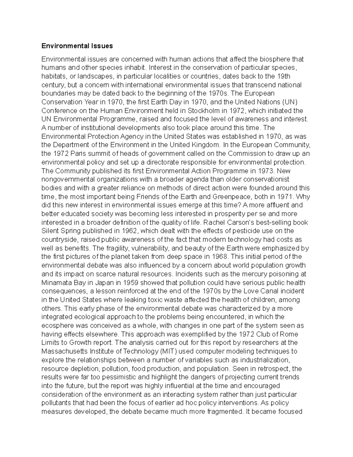 Environmental Issues - Environmental Issues Environmental issues are ...