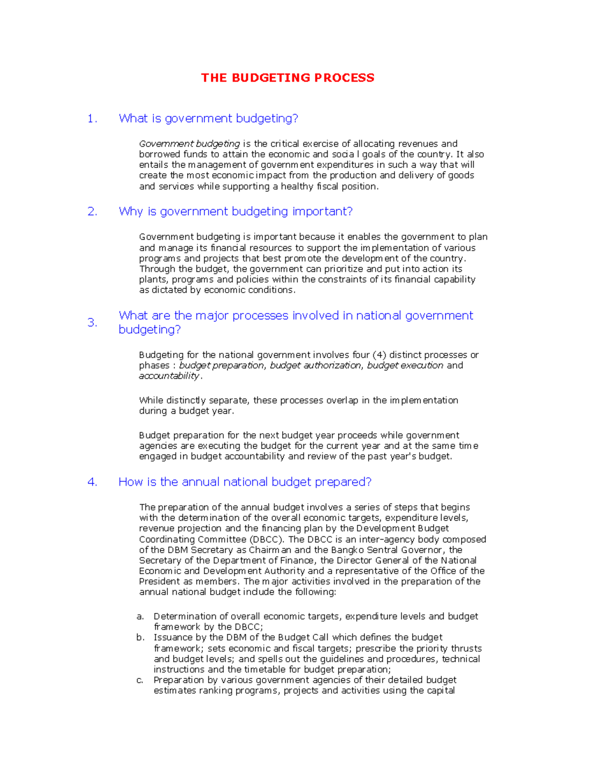 PGBB2 Government accounting. Handouts. Lecture notes. Budget cycle