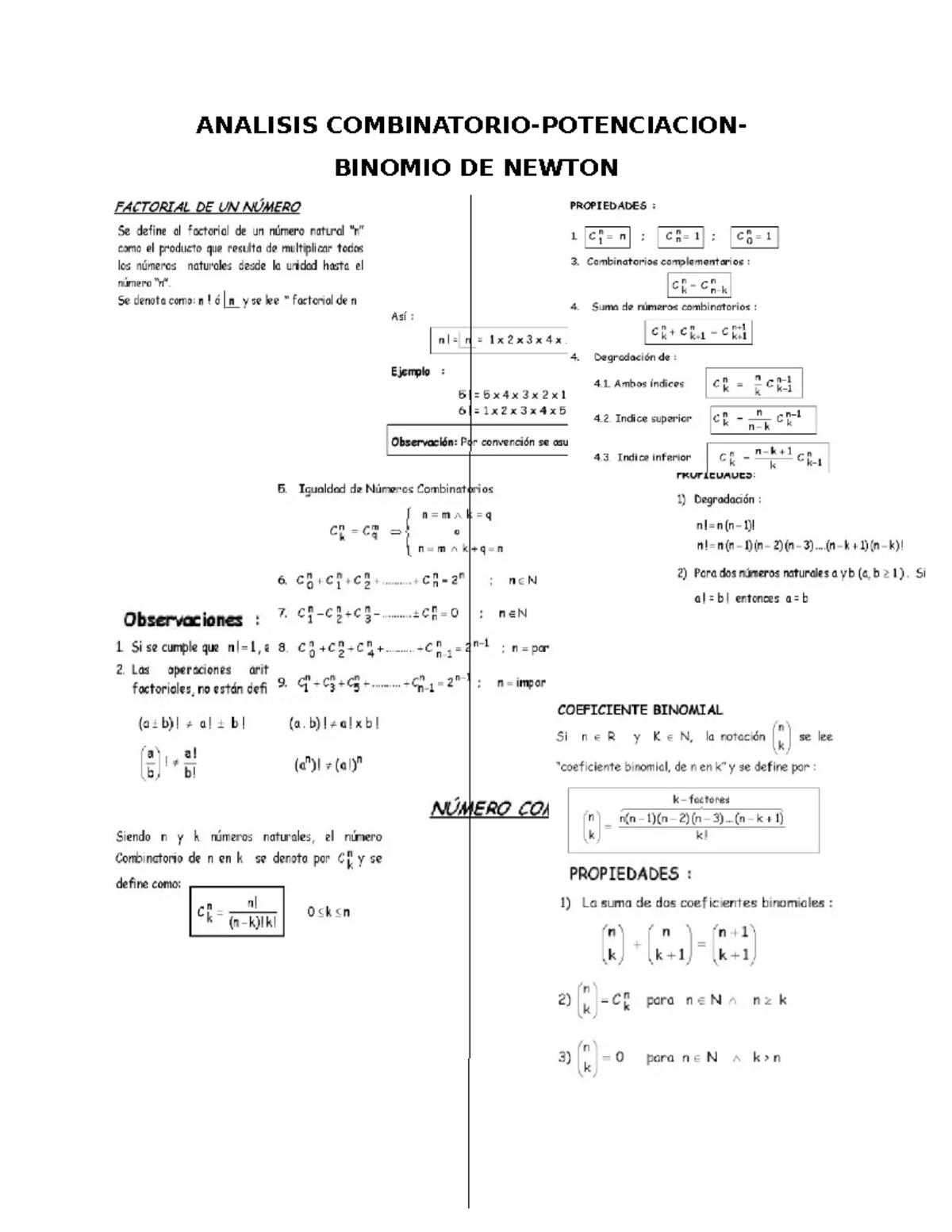 Analisis Combinatorio- Binomio Newton - Archäologie - ANALISIS ...