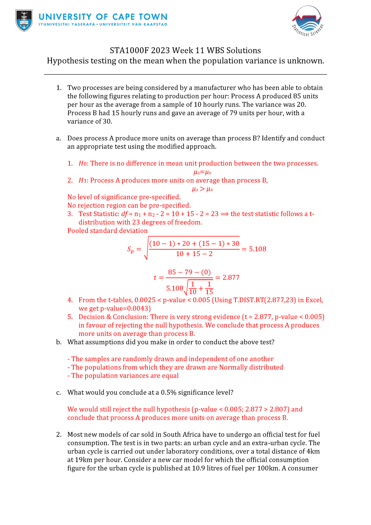 STA1000F 2023 WBS Week 11 Solutions - STA1000F 2023 Week 11 WBS ...