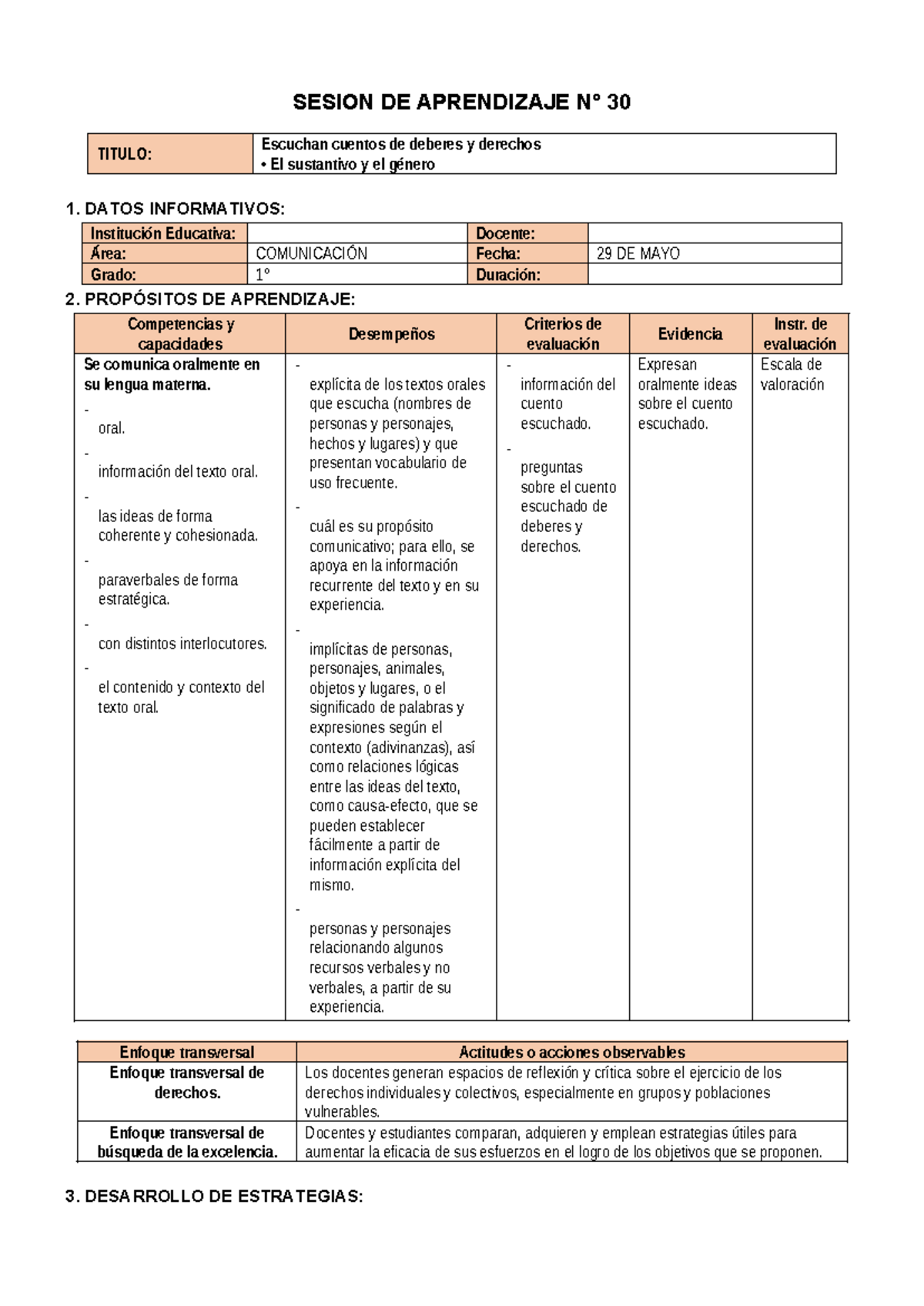 1° Grado - Sesiones DEL 29 DE MAYO AL 02 DE Junio - SESION DE ...