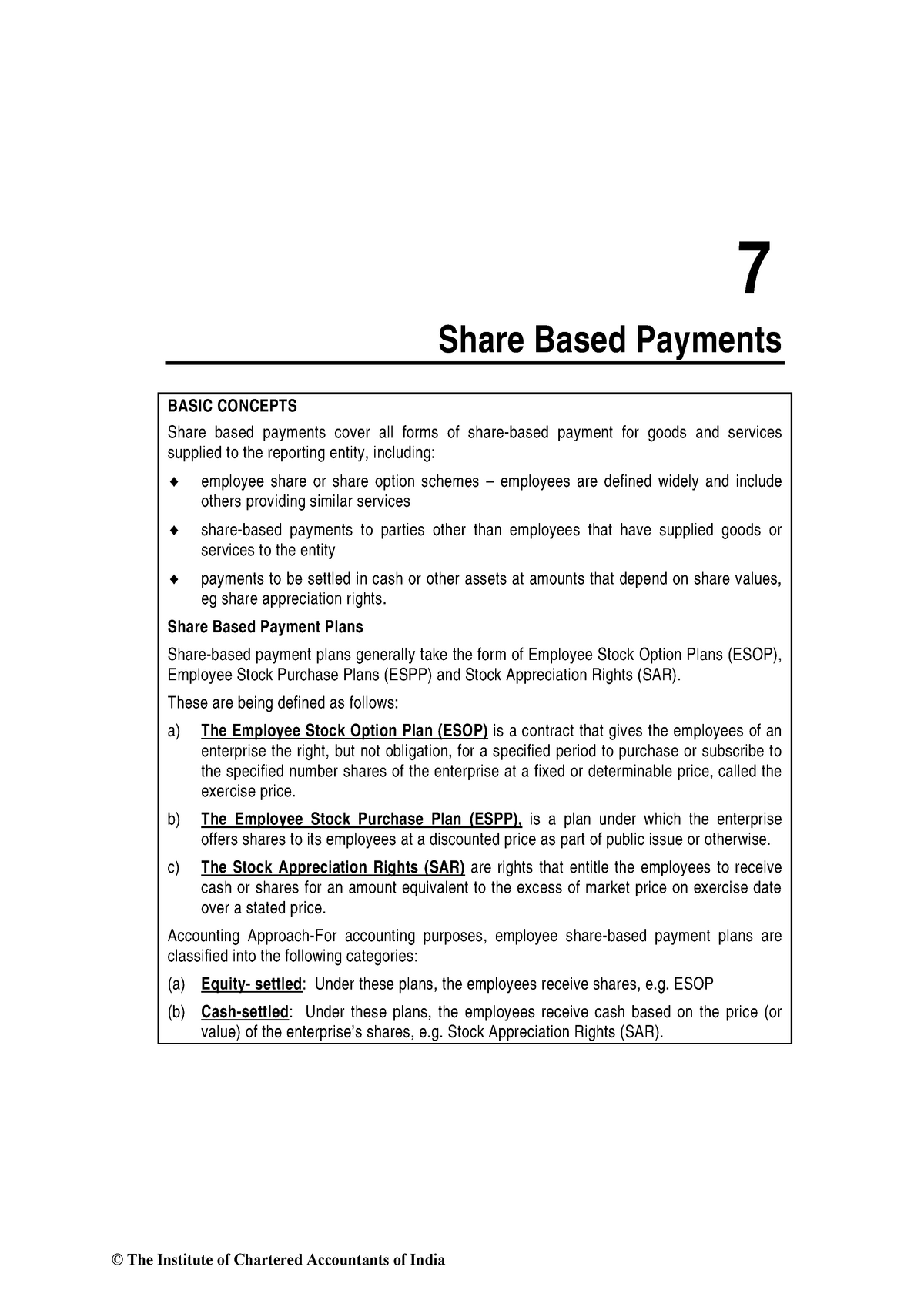 IFRS 2 Share Based Payments - 7 Share Based Payments BASIC CONCEPTS ...