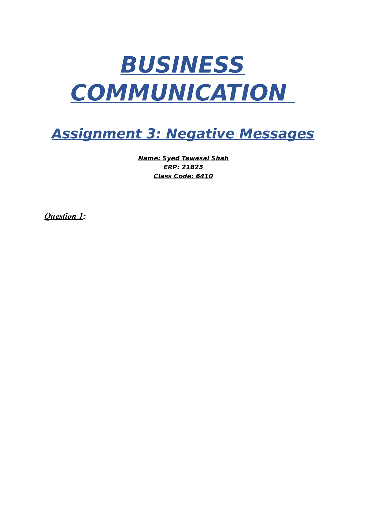 assignment of business communication