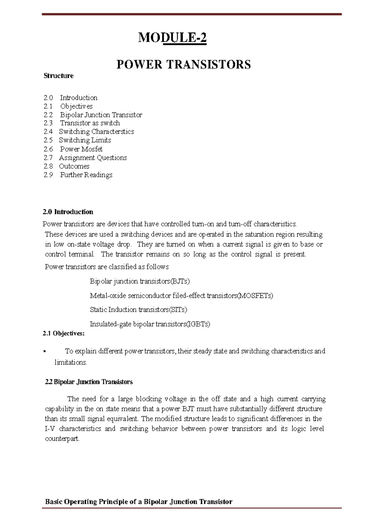 Power Electronics Module2a MODULE POWER TRANSISTORS Structure 2