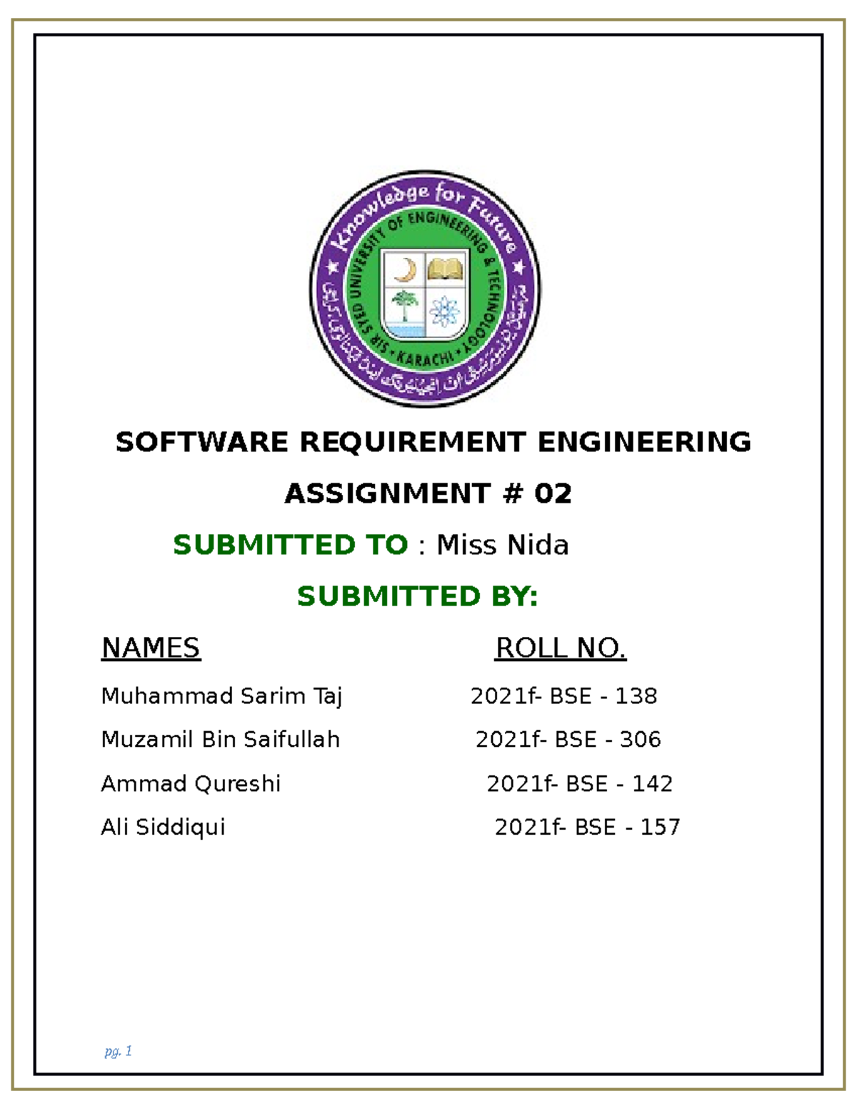 Final HMS SRE ASS - SOFTWARE REQUIREMENT ENGINEERING ASSIGNMENT # 02 ...