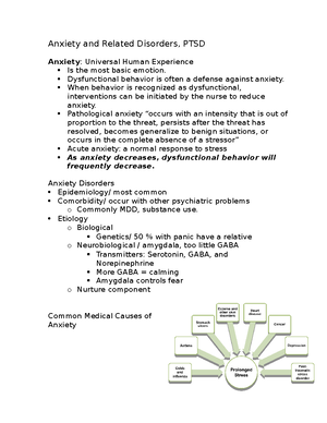 Study guide, lecture 1 - Lecture 1: Mental Health and Mental Illness ...