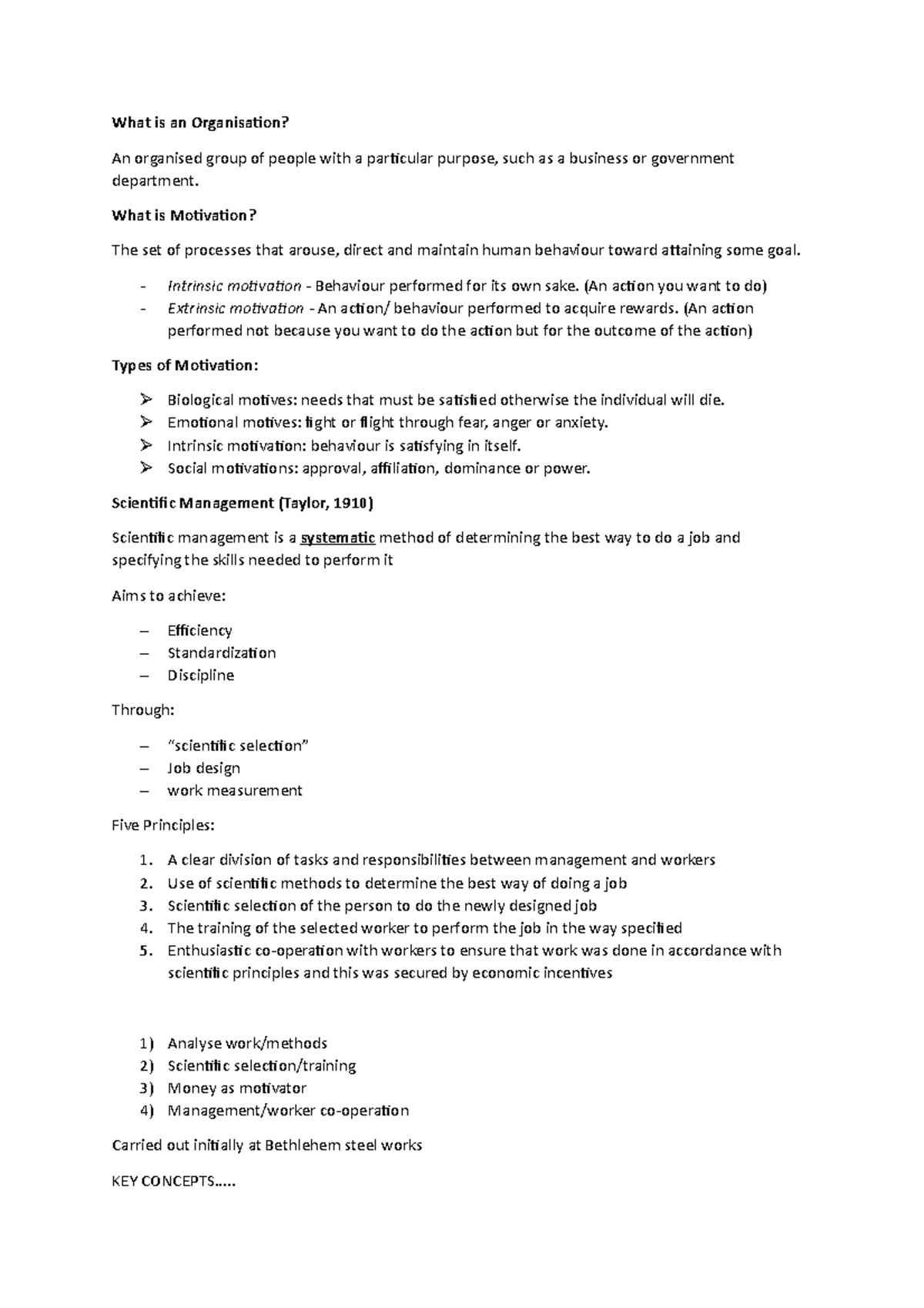 Motivation topic 5 - notes - What is an Organisaion? An organised group ...