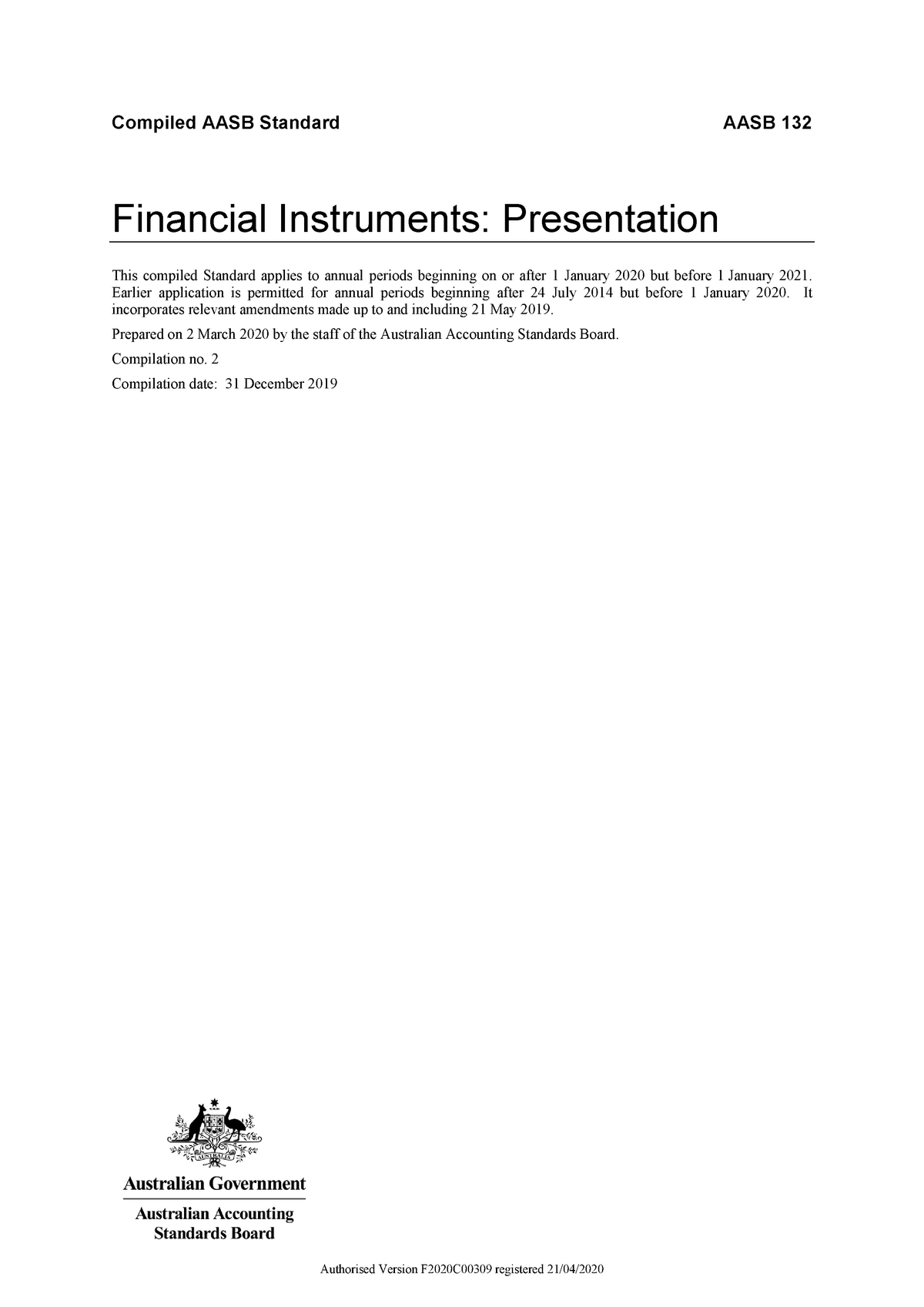 presentation currency aasb