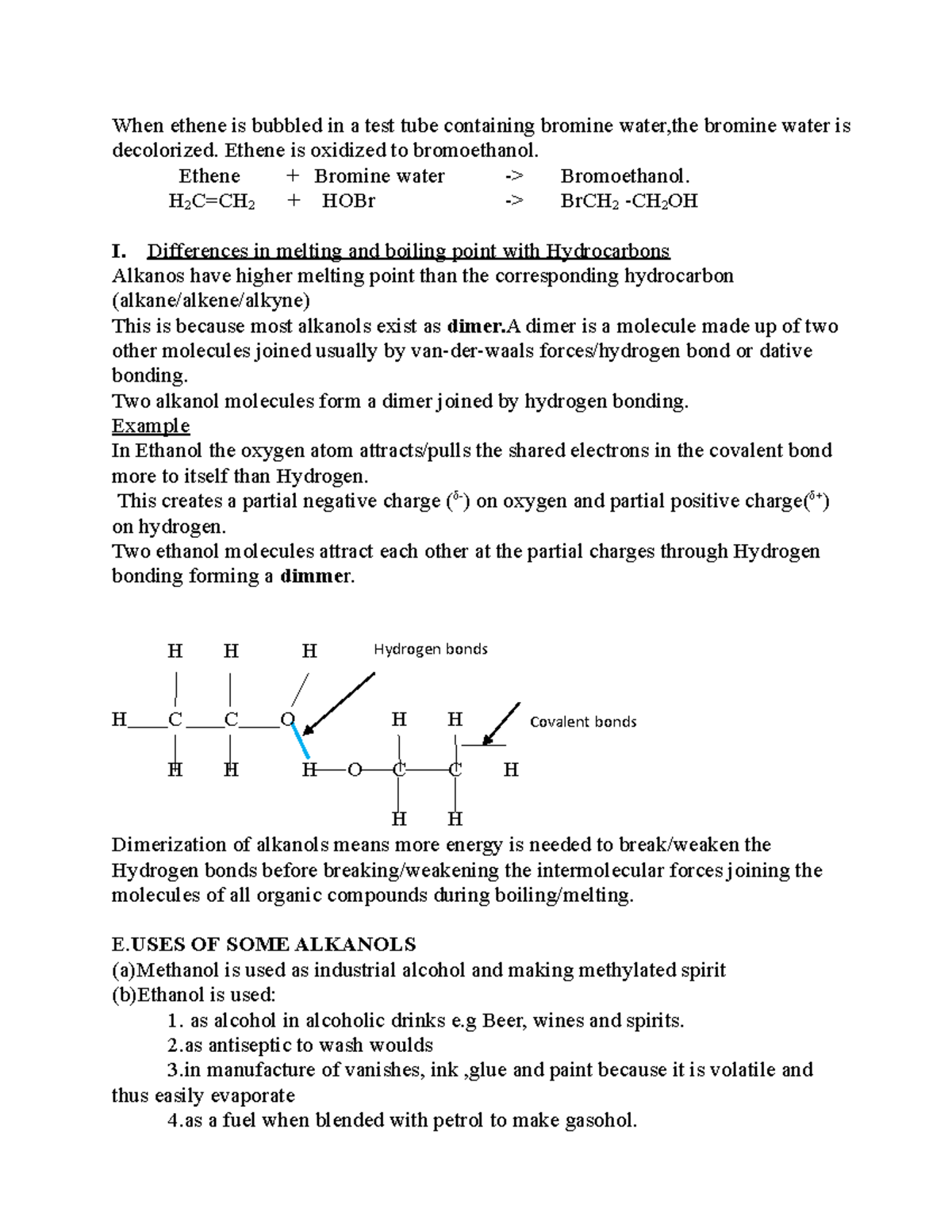 Chemistry notes part-42 - When ethene is bubbled in a test tube ...