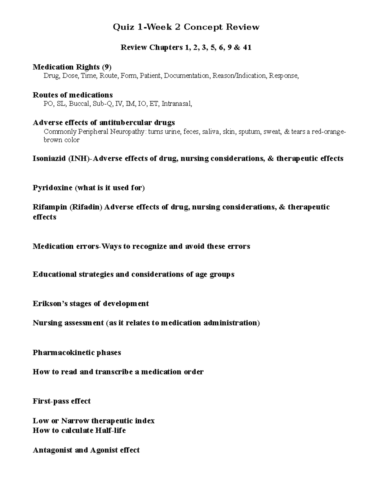 Pharm Quiz 1-Concept Review 2021 - Quiz 1-Week 2 Concept Review Review ...