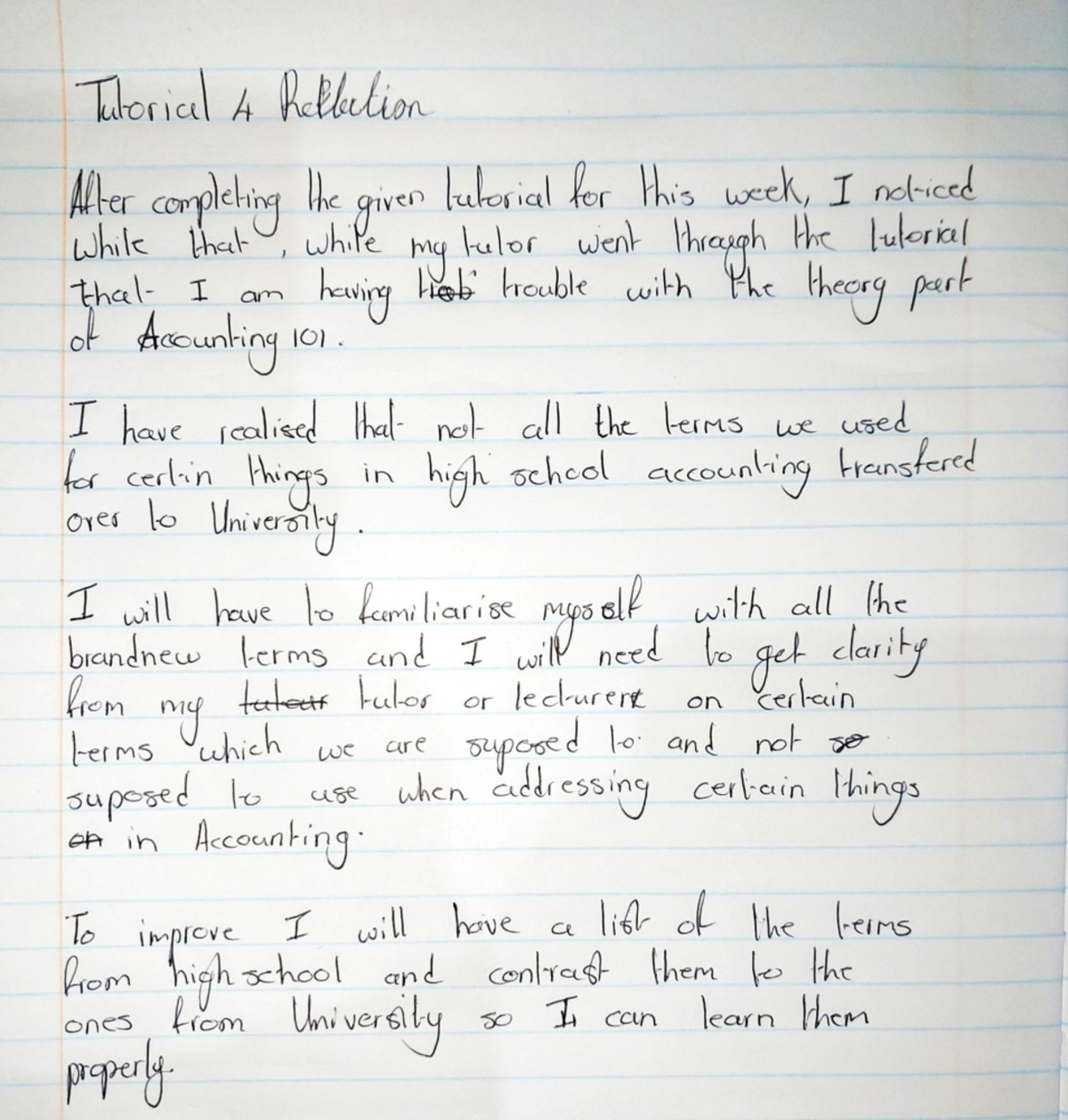 Accounting 101 Tutorial 4 reflection - Studocu