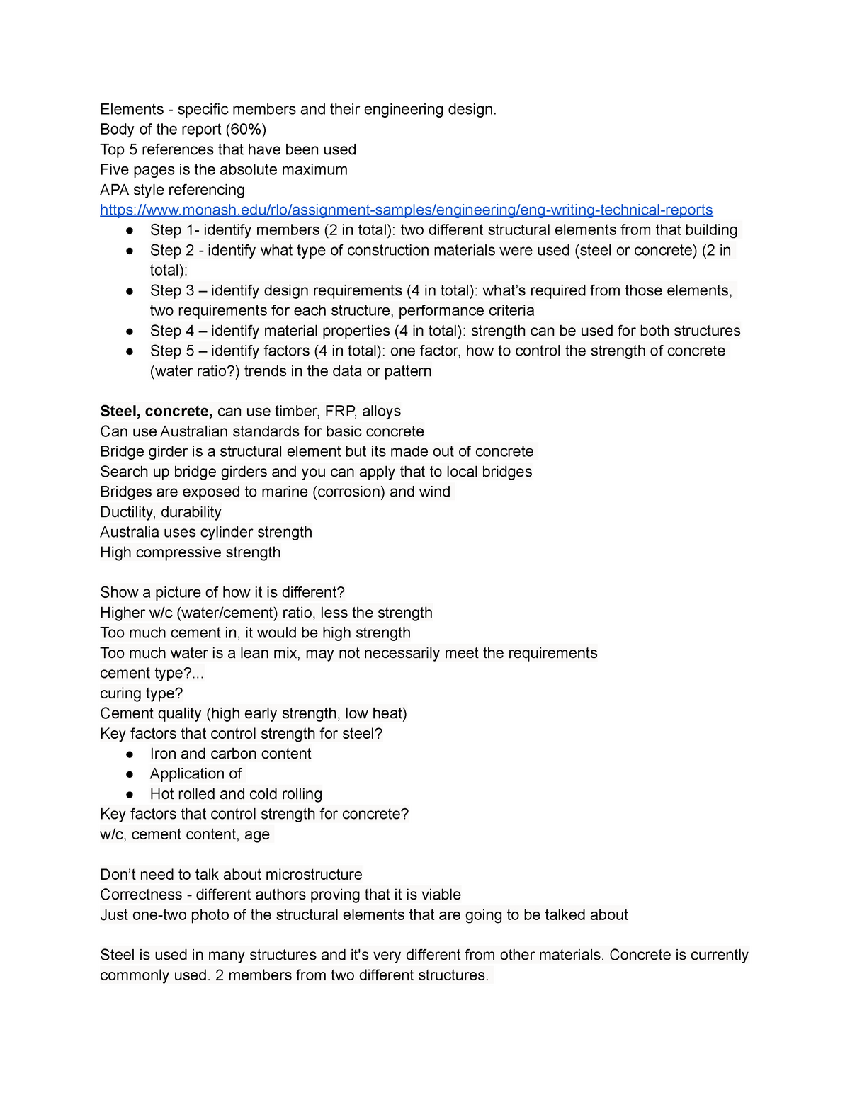 Field Activity Tips - Elements - specific members and their engineering ...