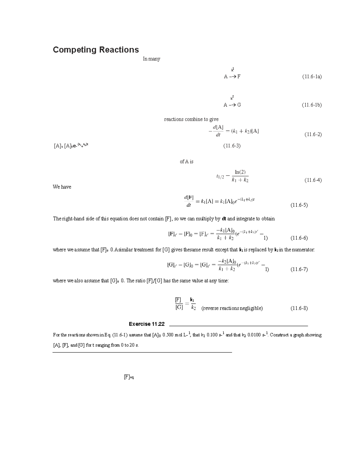 Competing Reactions - LECTURE NOTES - Competing Reactions In many k 1 A ...