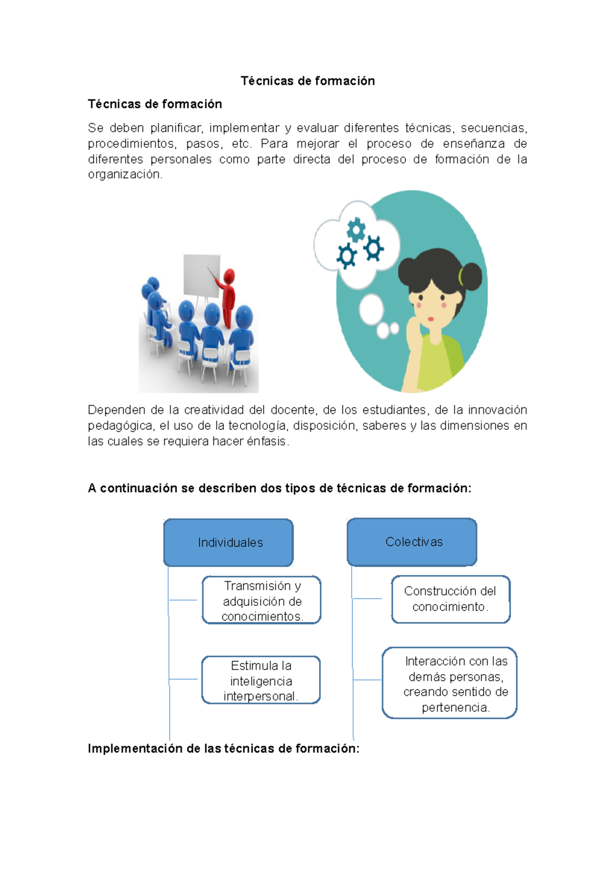 Técnicas de formación - Técnicas de formación Técnicas de formación Se ...