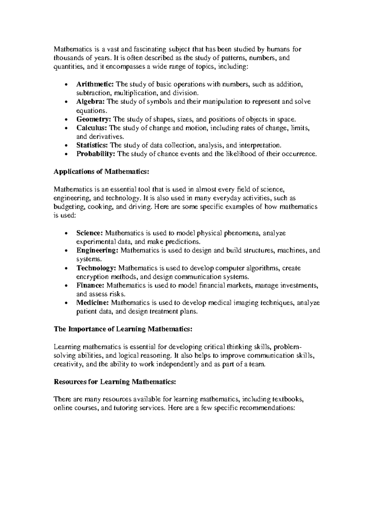 5 - info - Mathematics is a vast and fascinating subject that has been ...