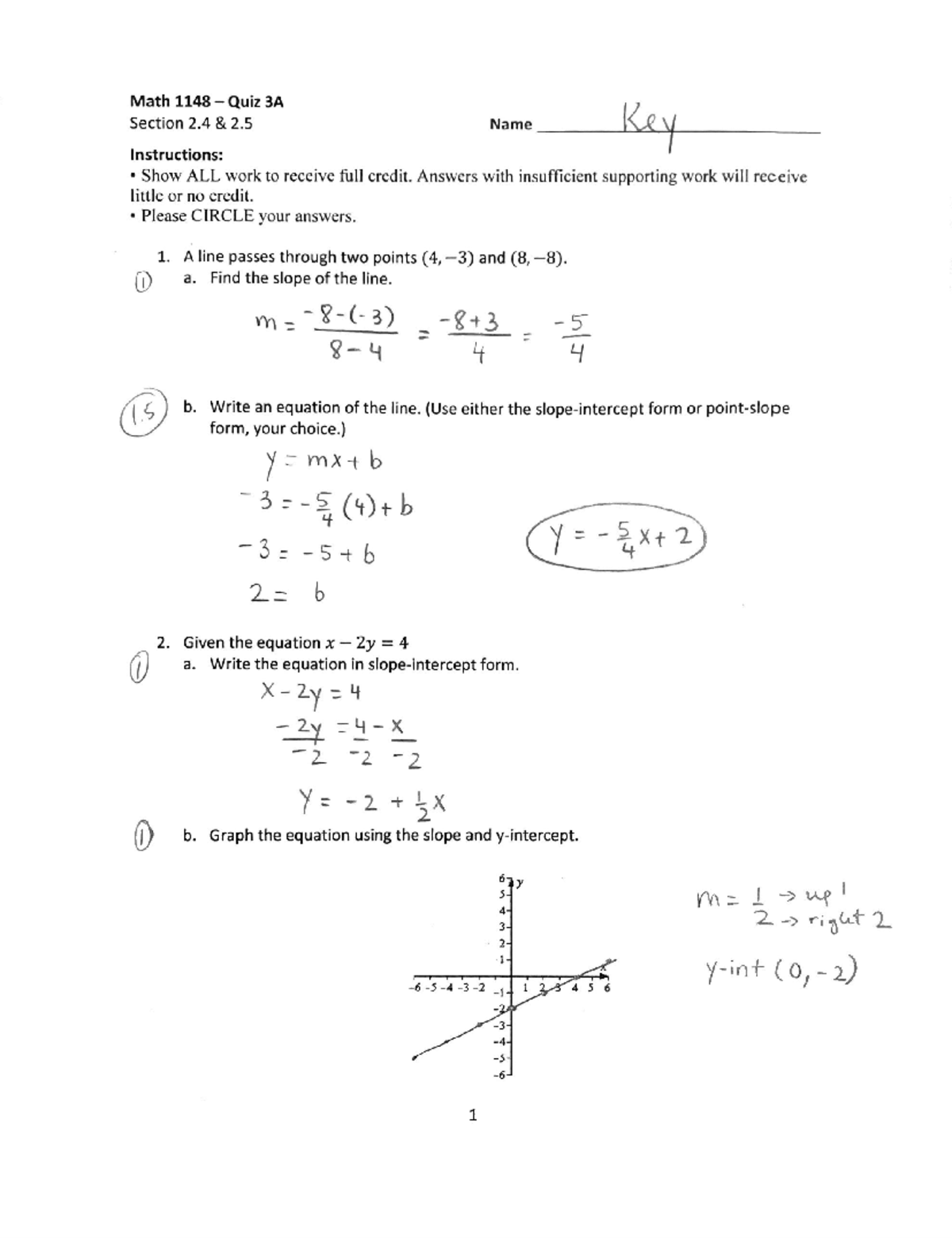 Math Quiz 3A Solutions - Math-1148 - Studocu