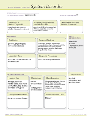 System Disorder amphetamine - ACTIVE LEARNING TEMPLATES THERAPEUTIC ...