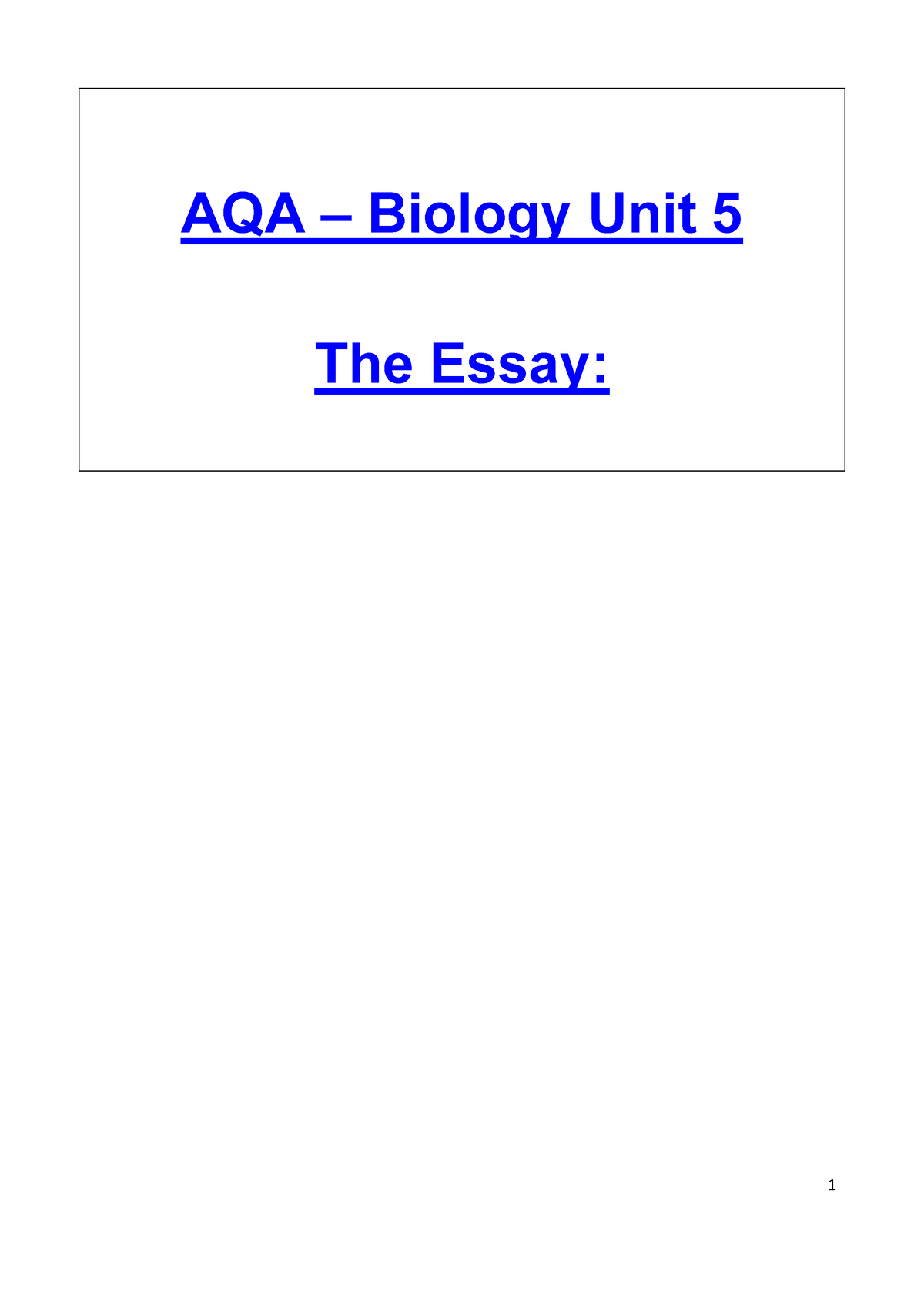 aqa biology synoptic essay examples
