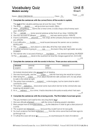 Focus 3 2E Grammar Quiz Unit5 - Grammar Quiz Unit 5 5 Non-defining ...