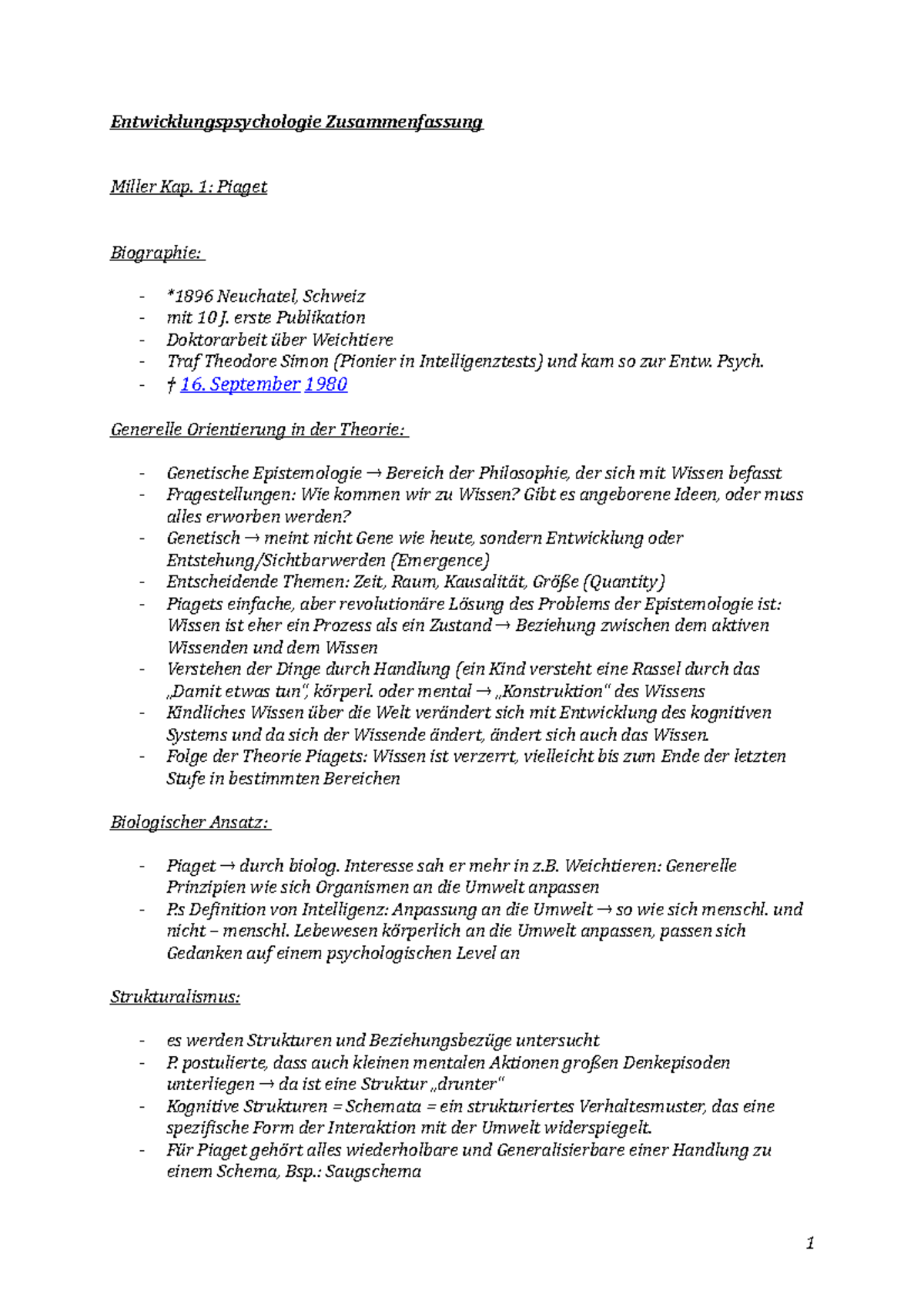 Zf Entwicklung Gesamt Einfuhrung In Die Entwicklungspsychologie I Studocu