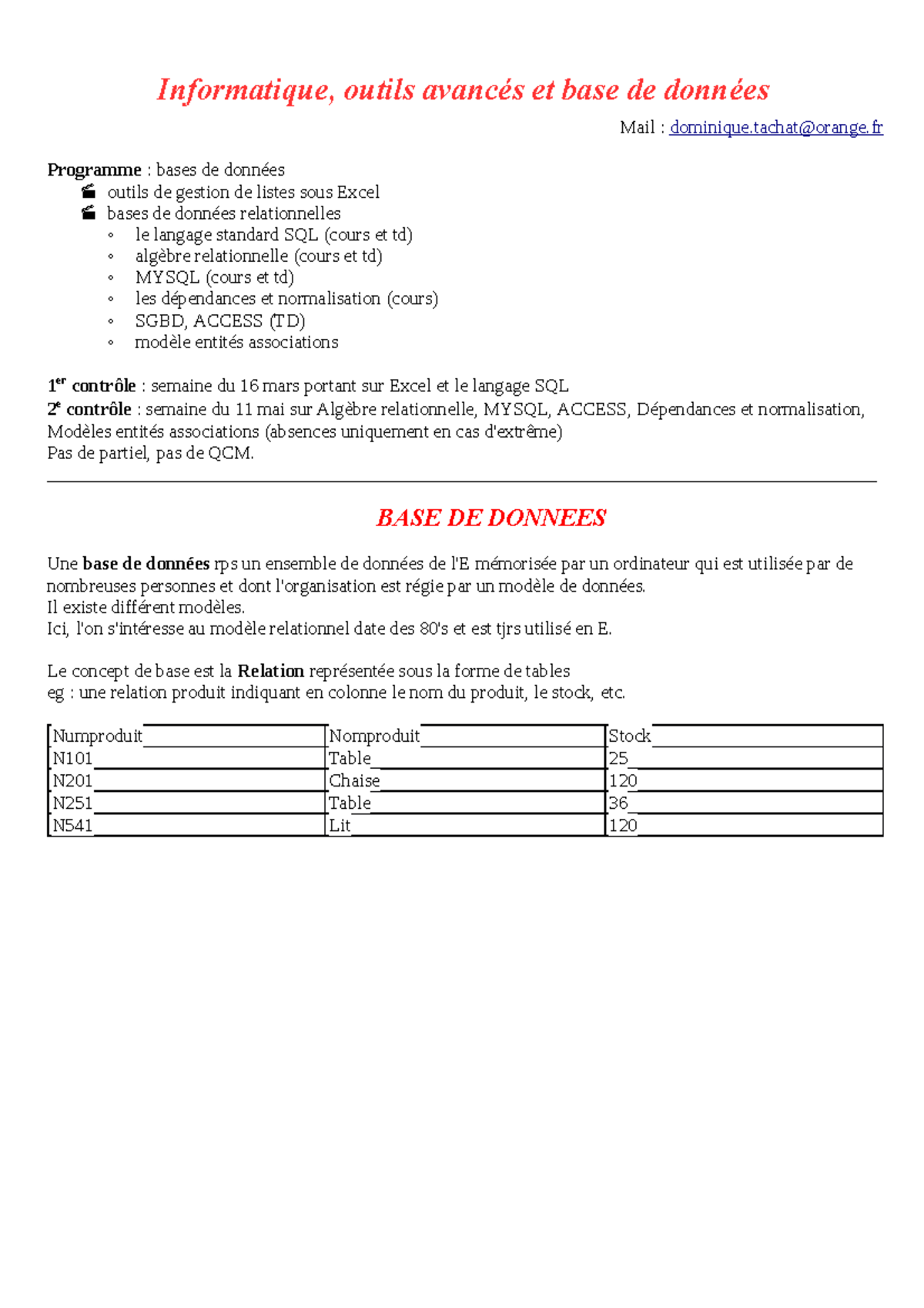 Informatique L2S2 - info - Informatique, outils avancés et base de ...
