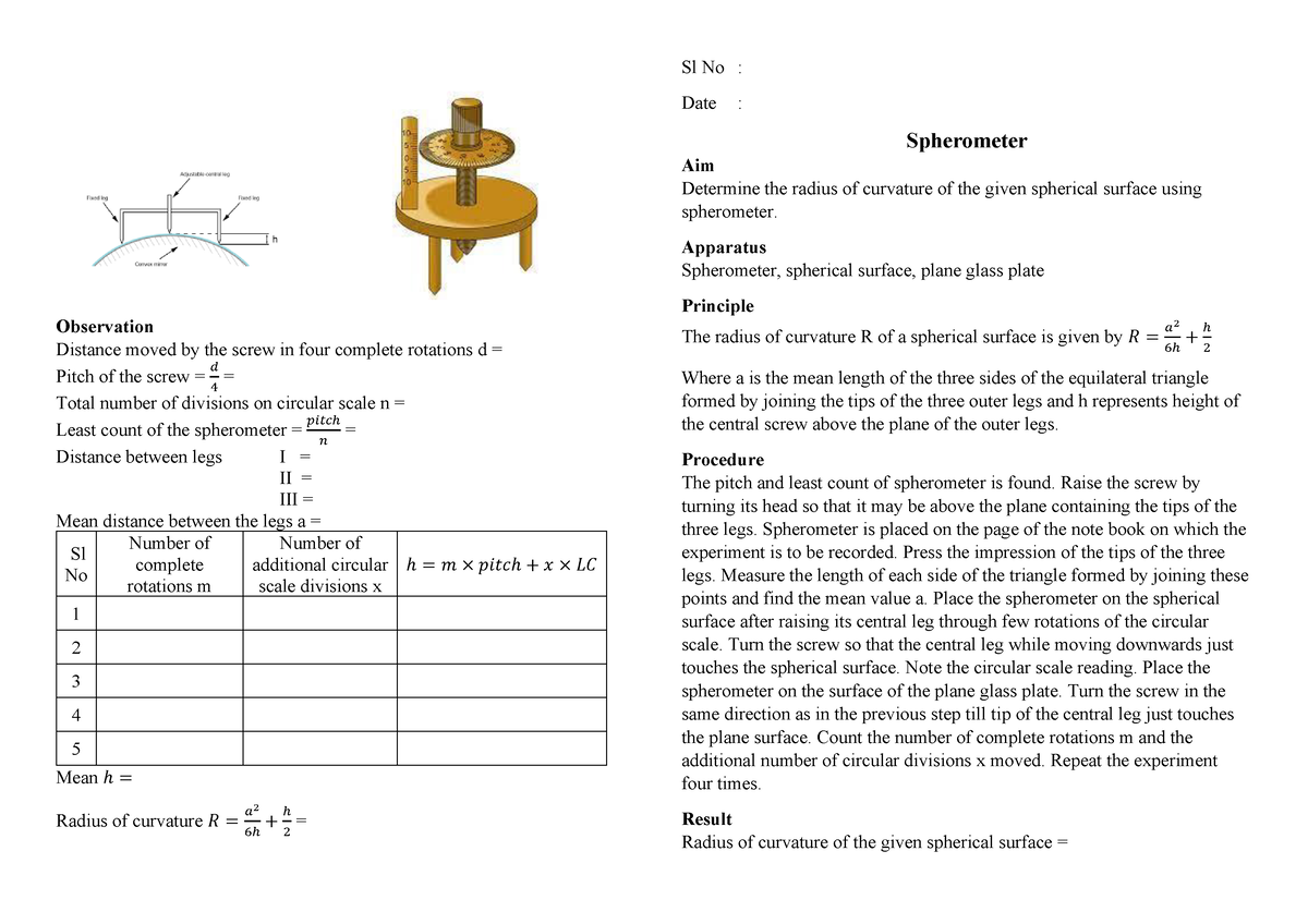 precautions for spherometer experiment