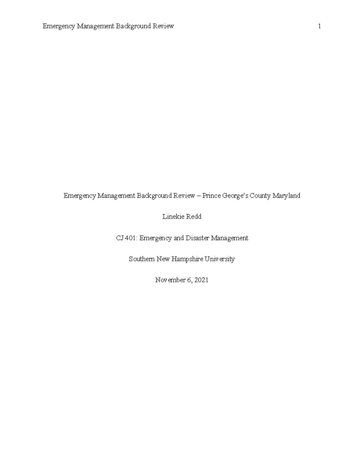 Emergency Management Background Review – Prince George’s County ...